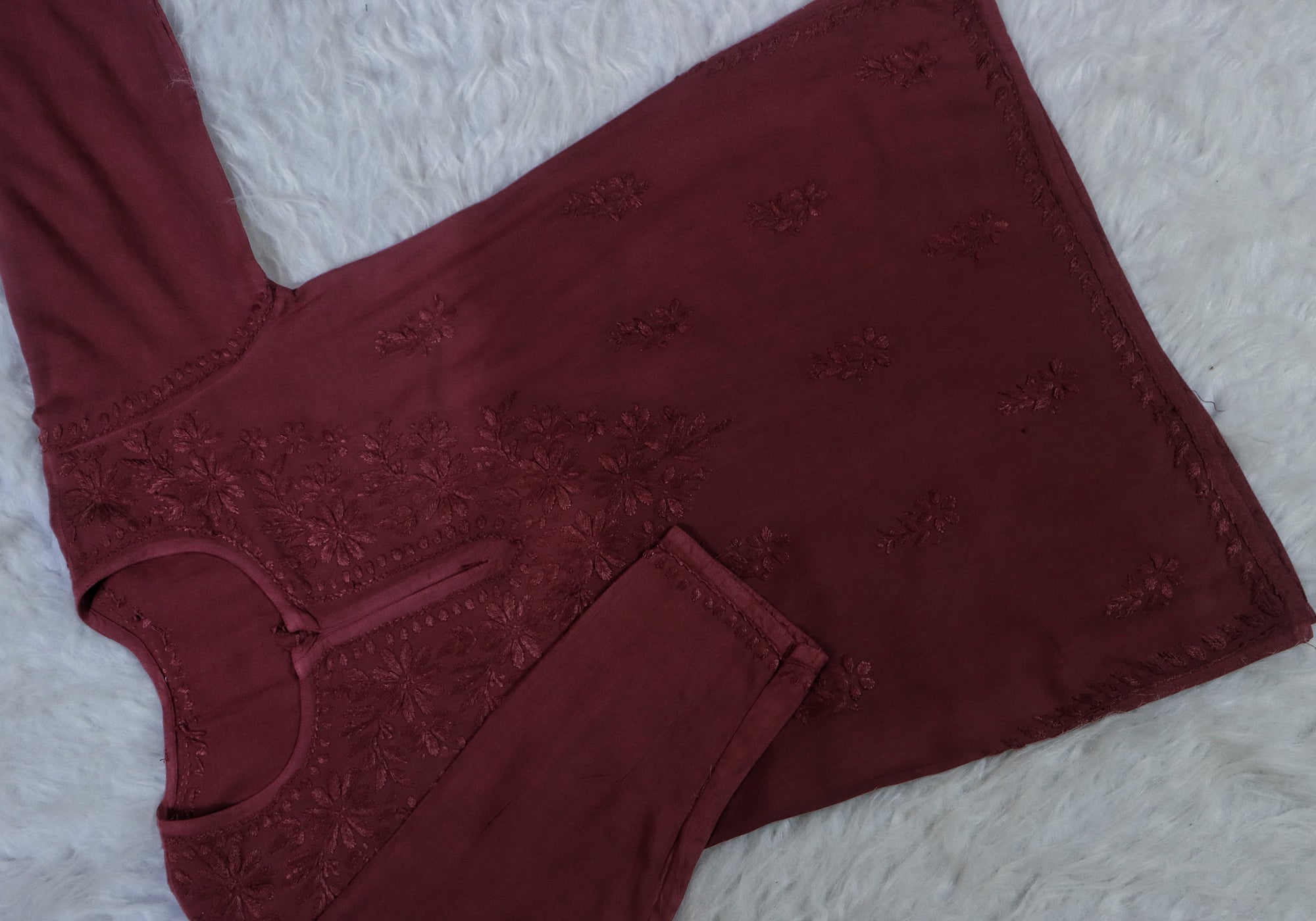 Maroon Ombre Short Rayon Kurta