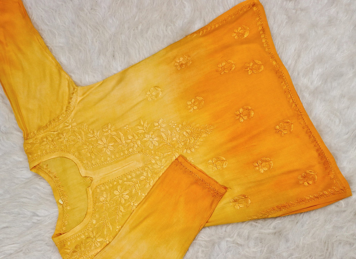 Mango Yellow Ombre Short Rayon Kurta