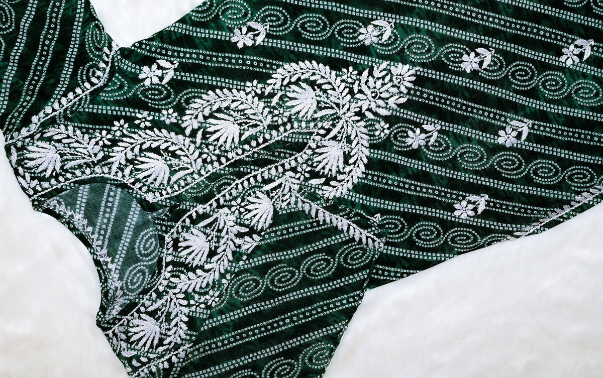 Emerald Green Long Printed Rayon Kurta