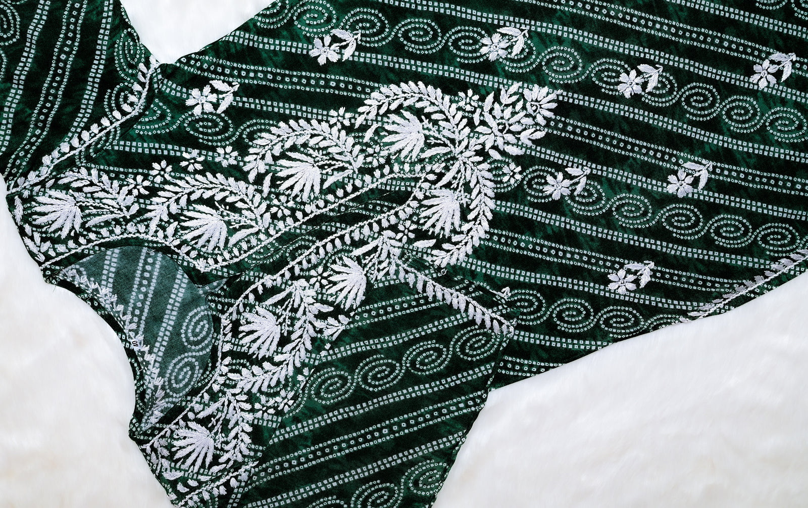 Emerald Green Long Printed Rayon Kurta