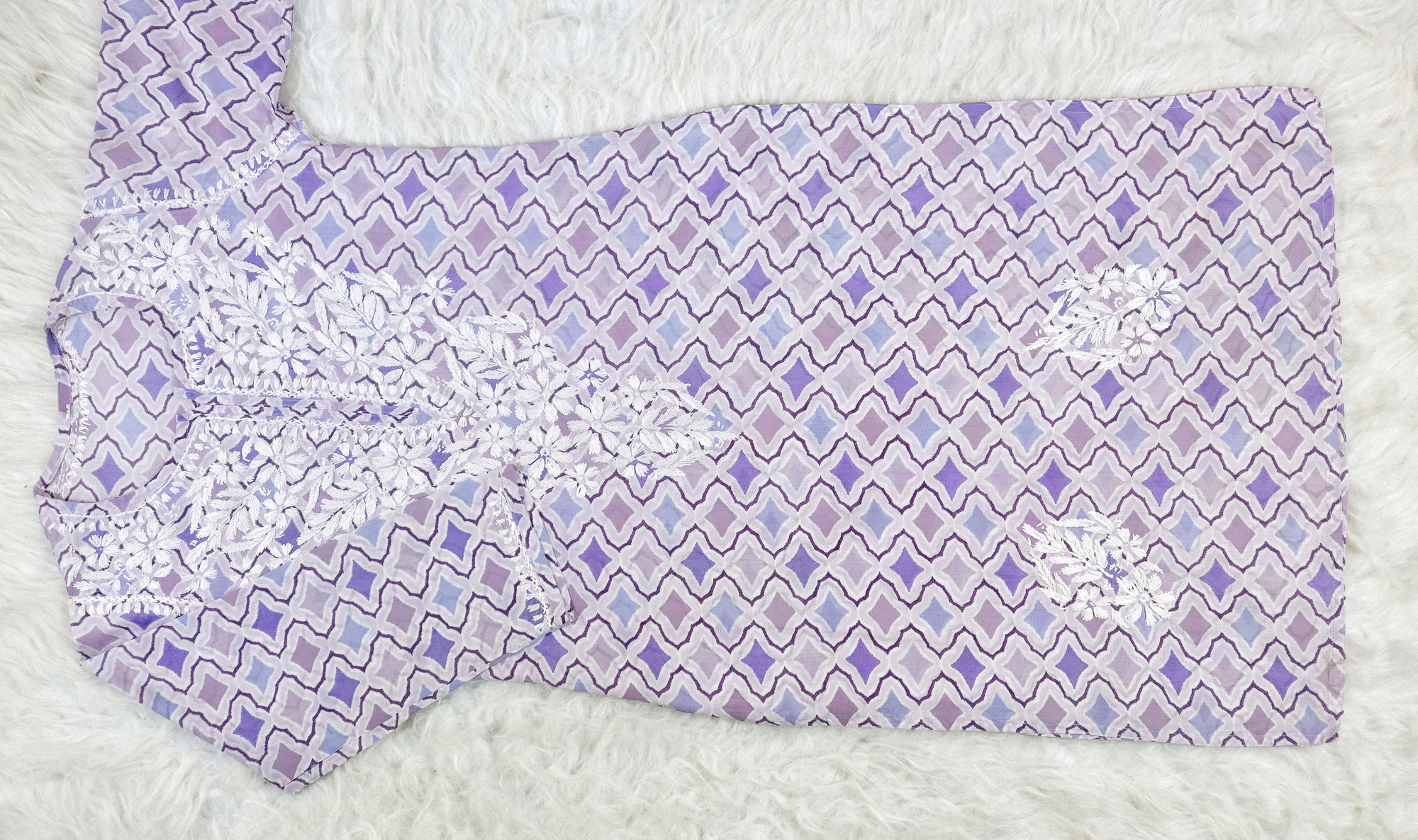 Lilac MulMul Printed Kurta