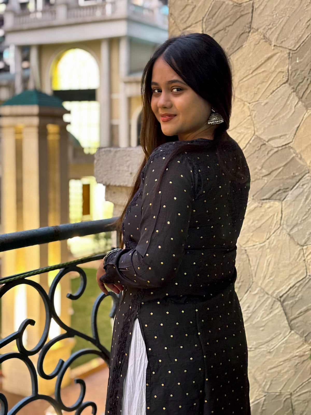 Black Chanderi Banarasi Kurta