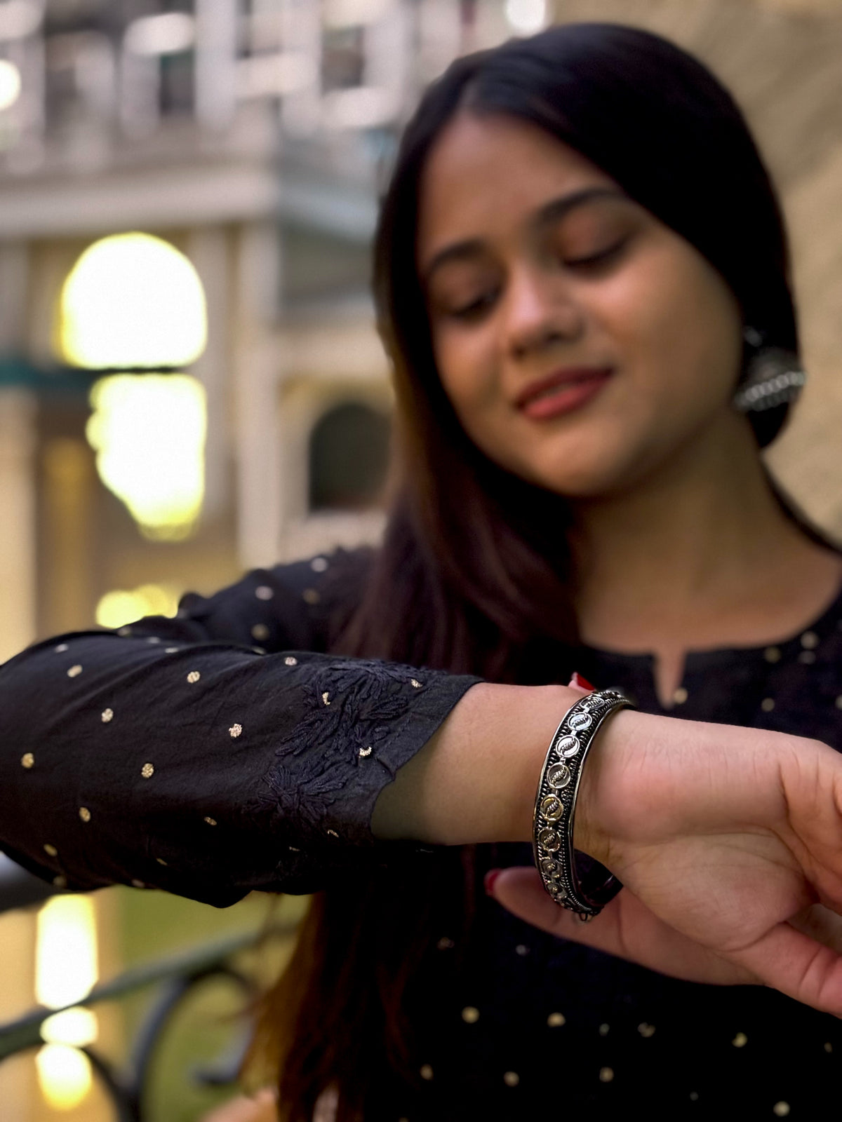Black Chanderi Banarasi Kurta