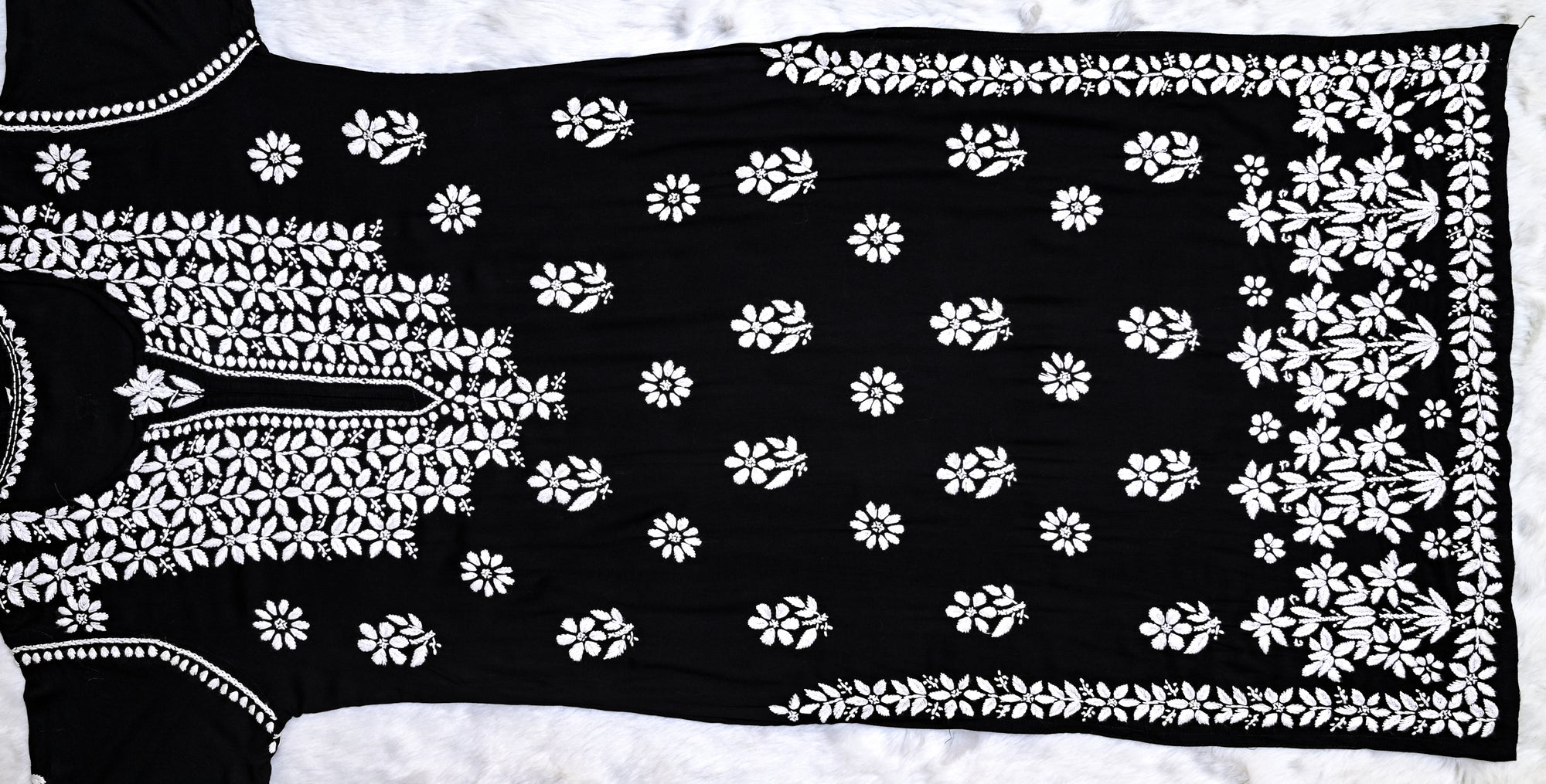 Black Colour Long Modal Chikankari Kurta