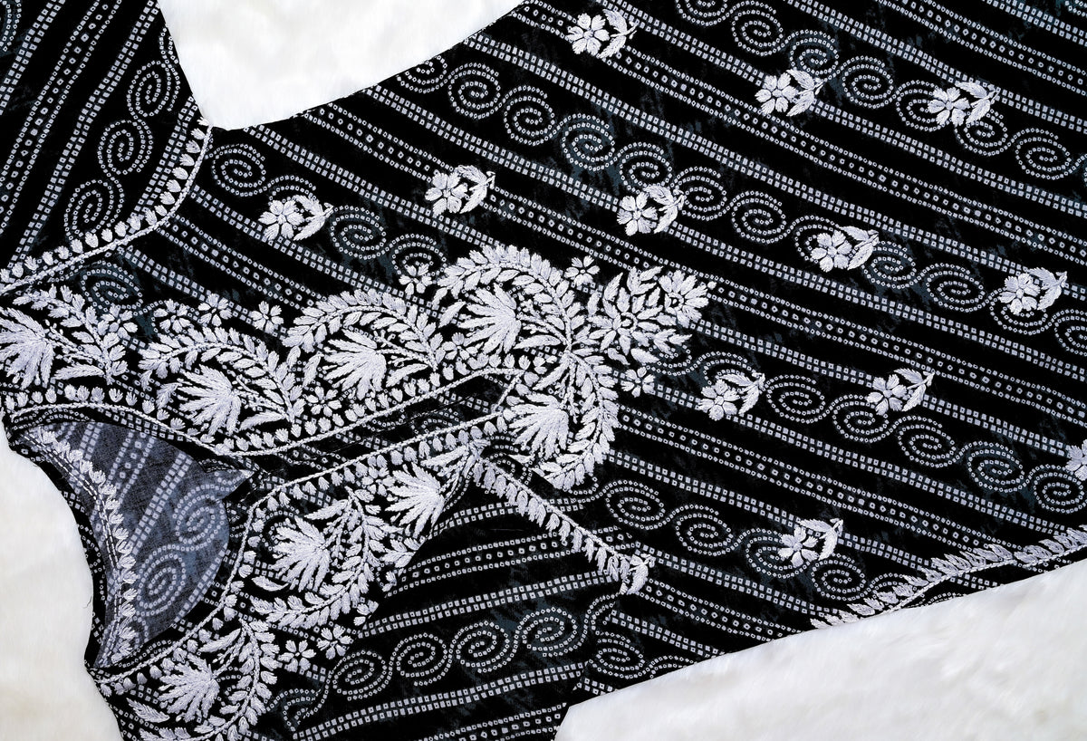 Black Long Printed Rayon Kurta