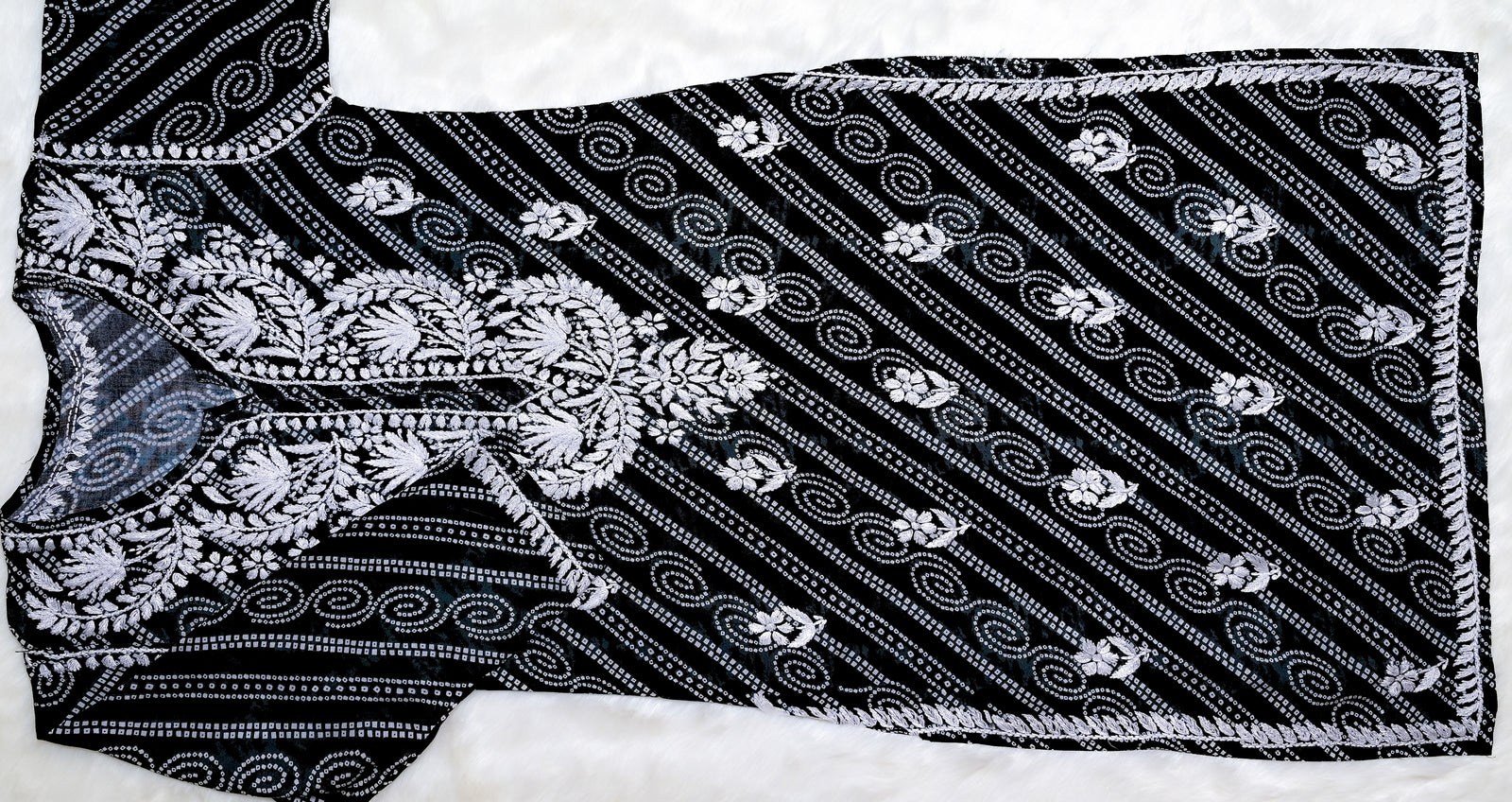 Black Long Printed Rayon Kurta