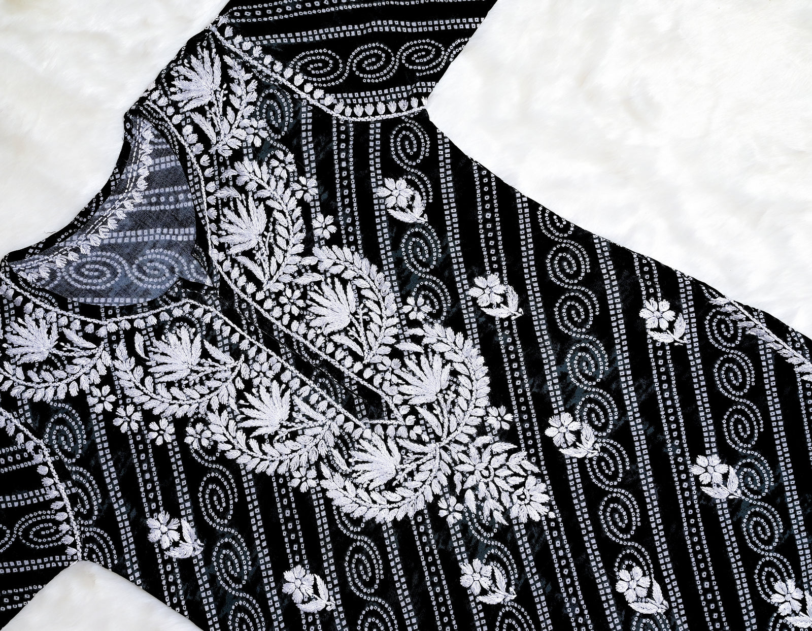 Black Long Printed Rayon Kurta