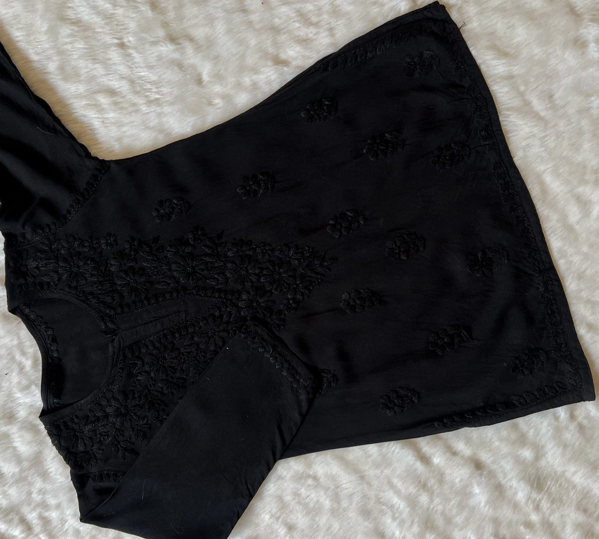 Black Ombre Short Rayon Kurta