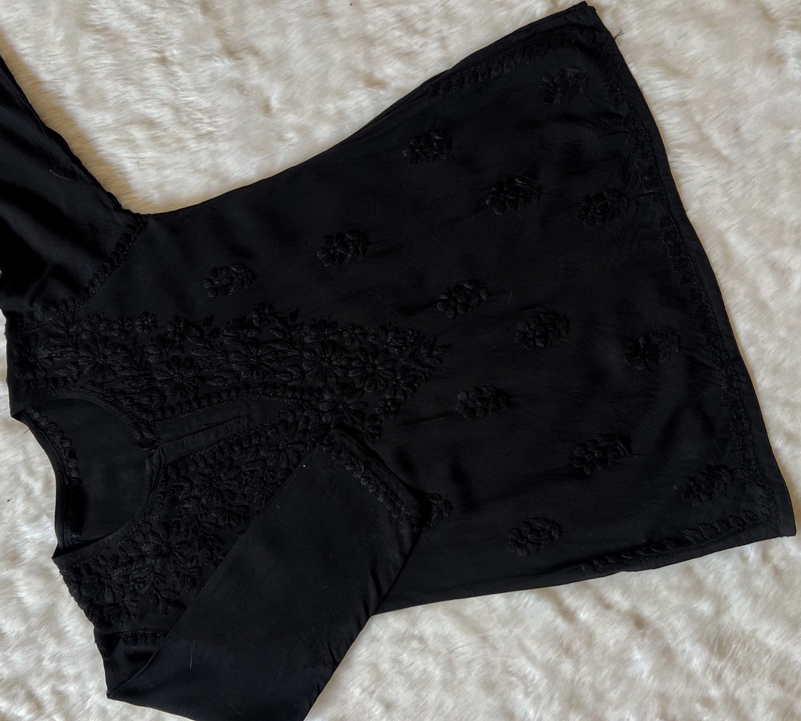 Black Ombre Short Rayon Kurta