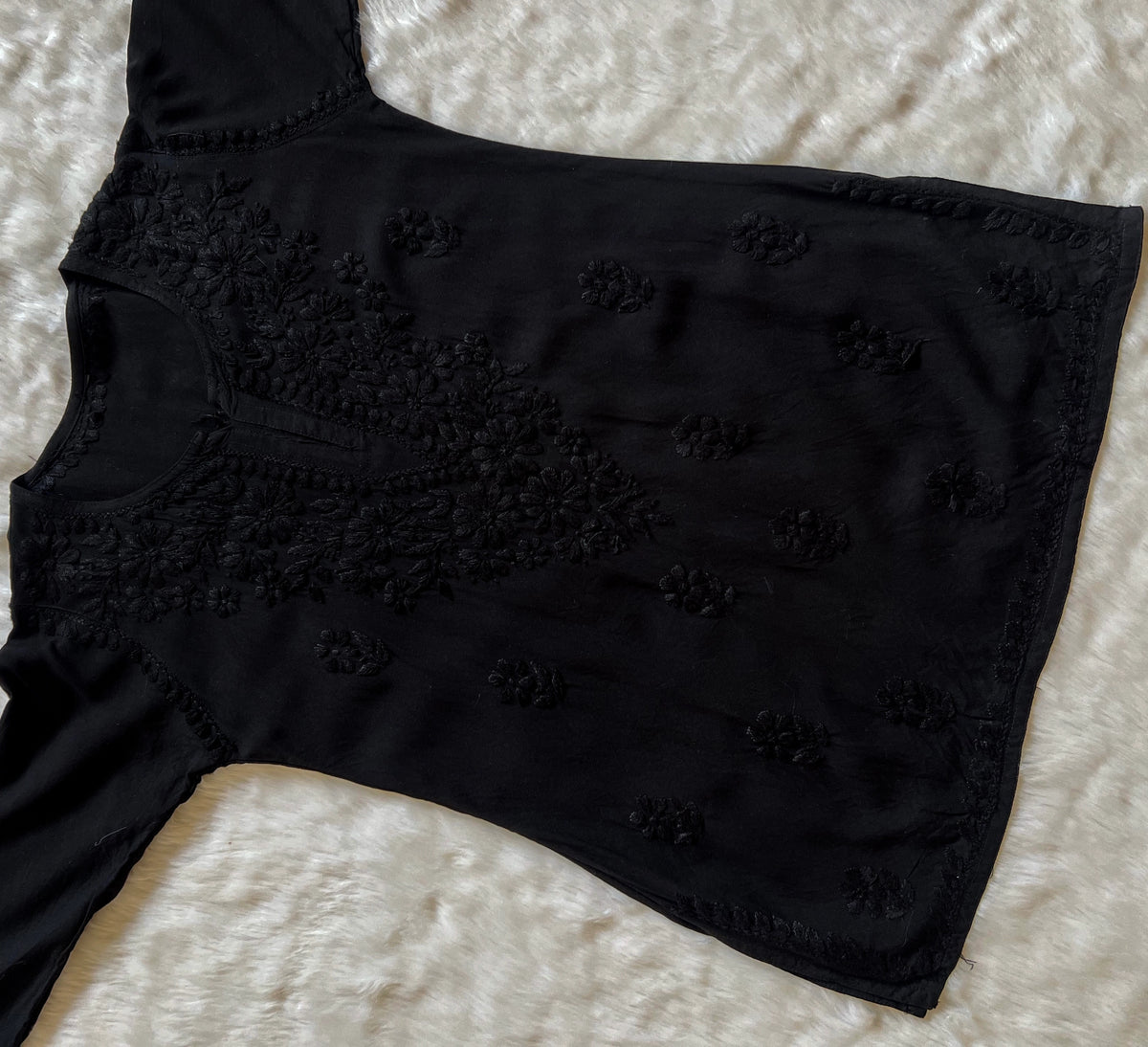 Black Ombre Short Rayon Kurta