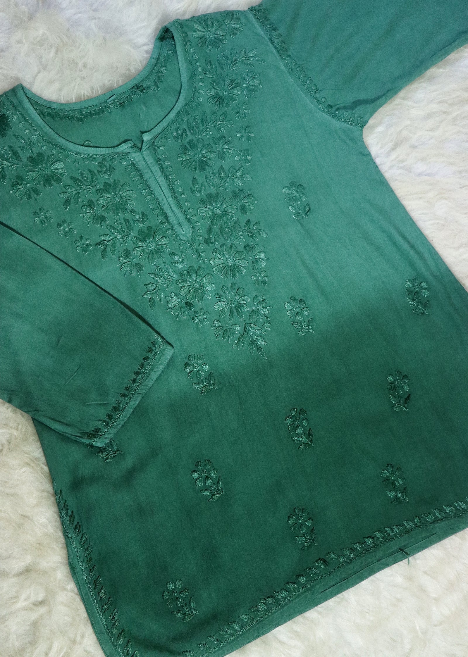 Sage Green Ombre Short Rayon Kurta