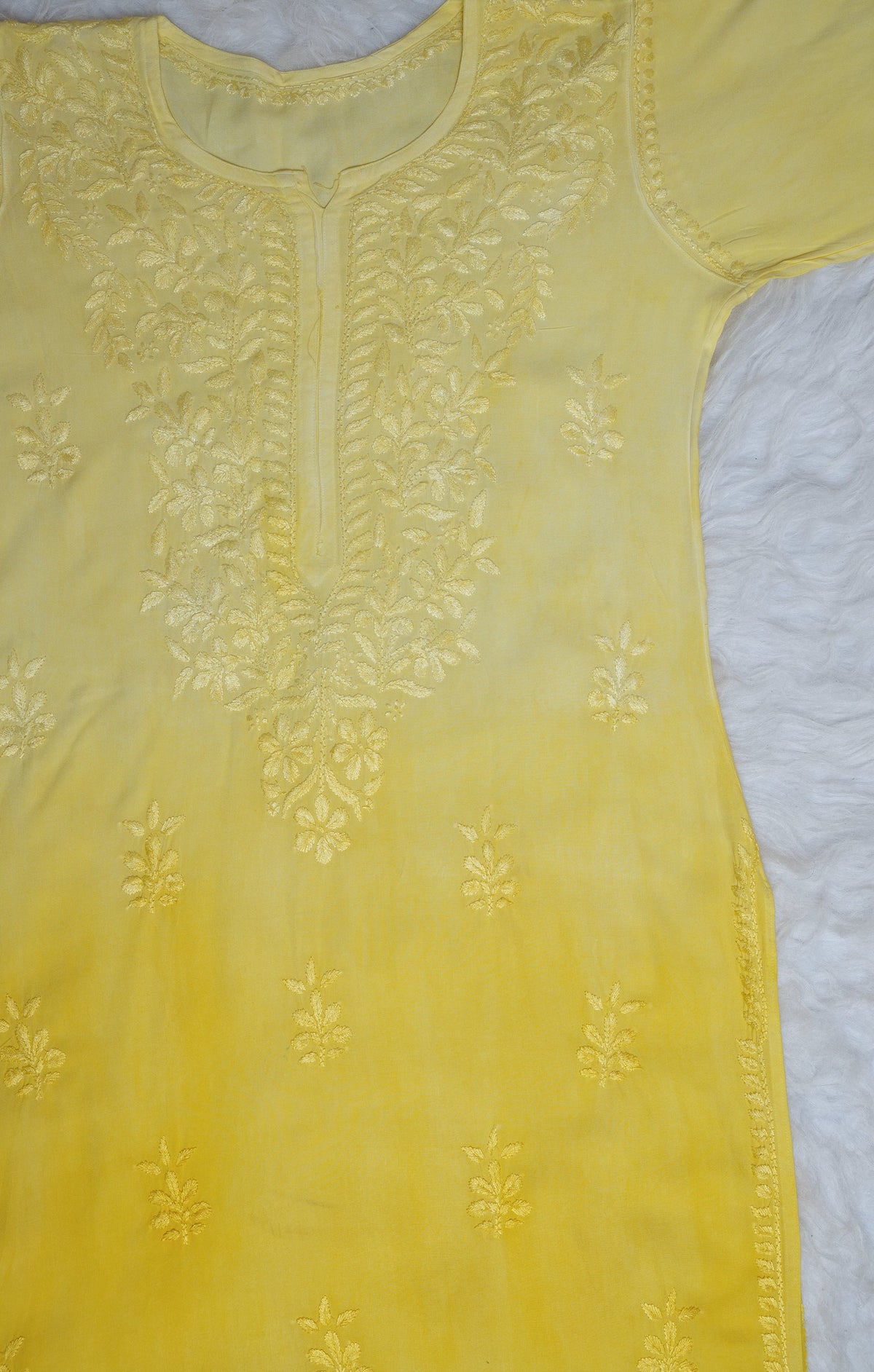 Yellow Ombre Long Rayon Kurta