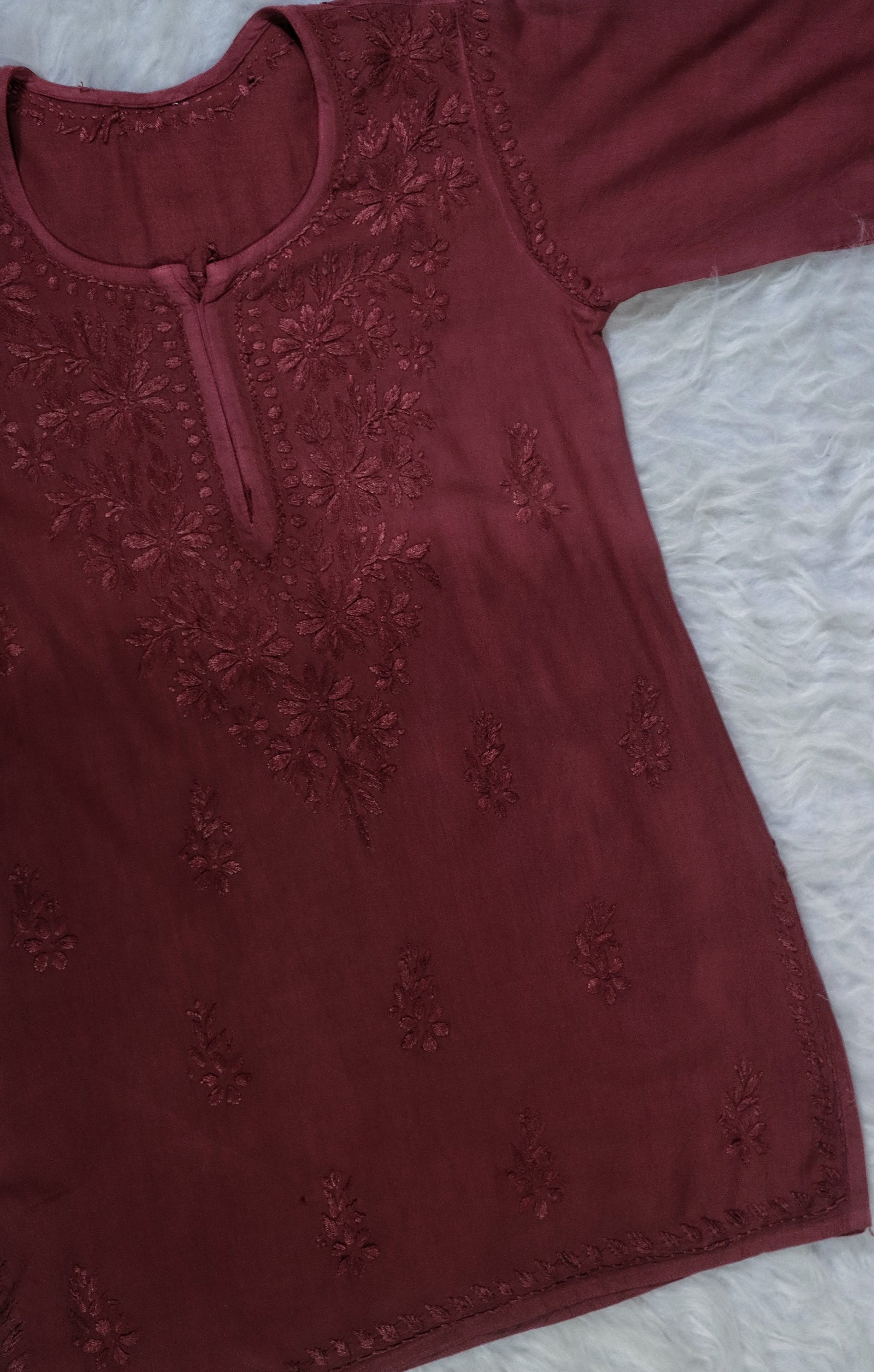 Maroon Ombre Short Rayon Kurta