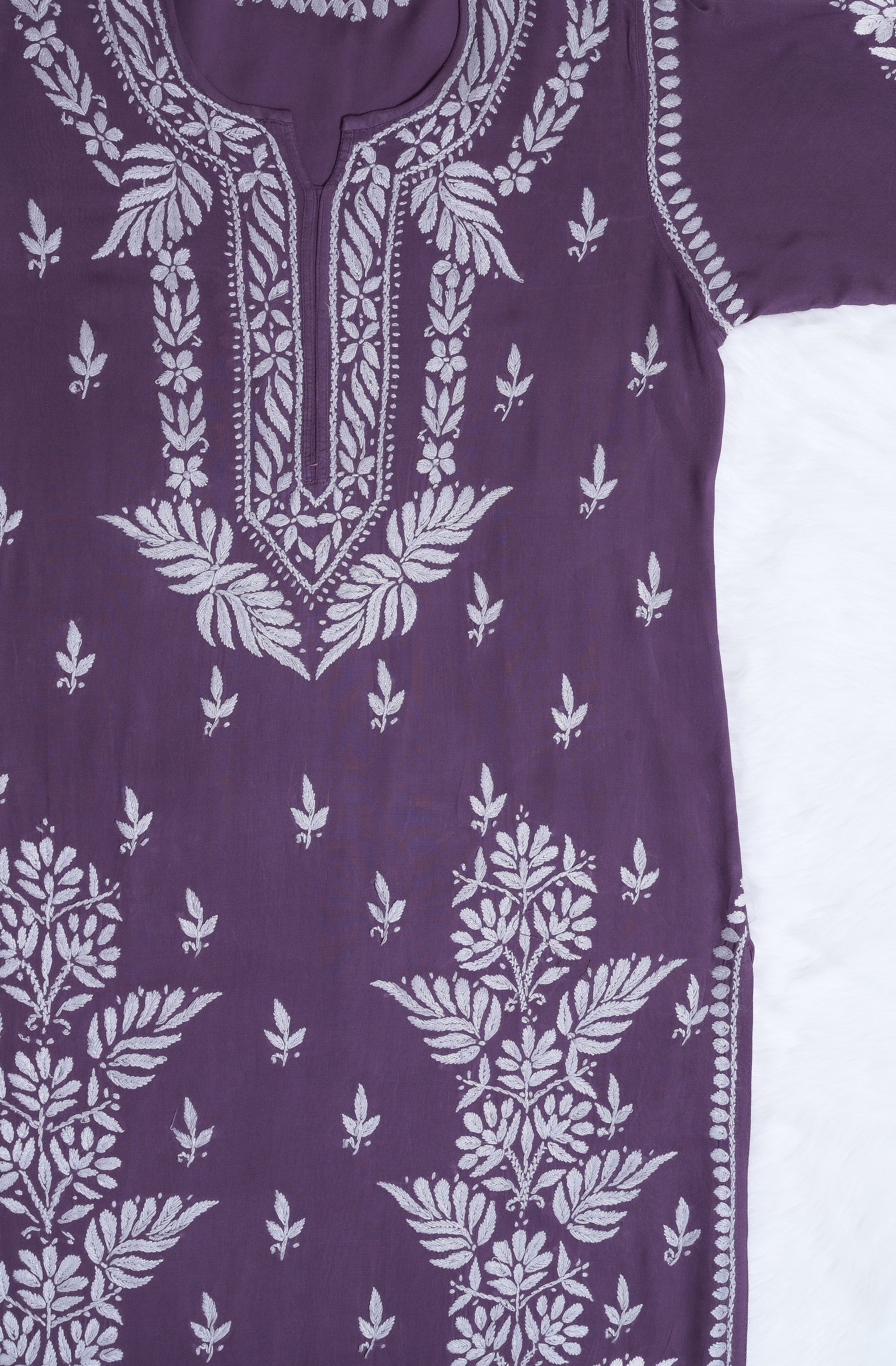 Mauve Purple Modal Long Chikankari Kurta