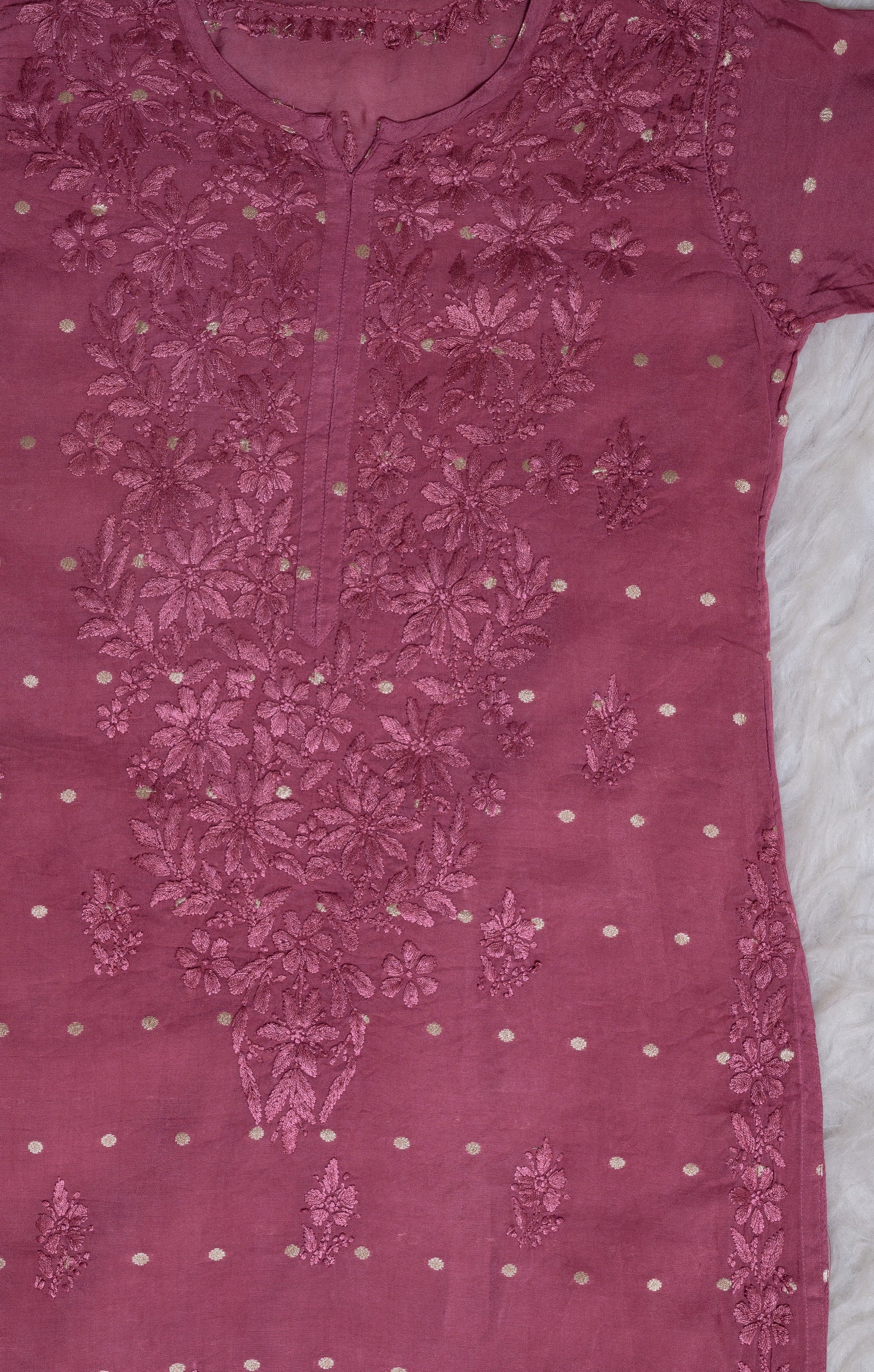 Rosewood Pink Chanderi Banarasi Kurta