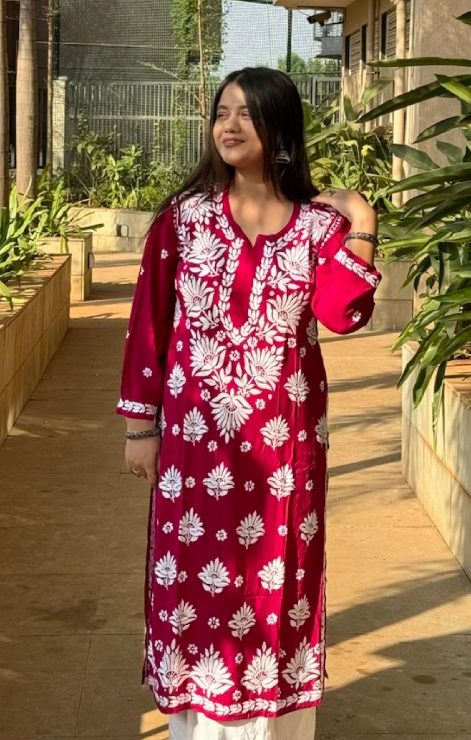 Candy Pink Long Heavy Modal Kurta