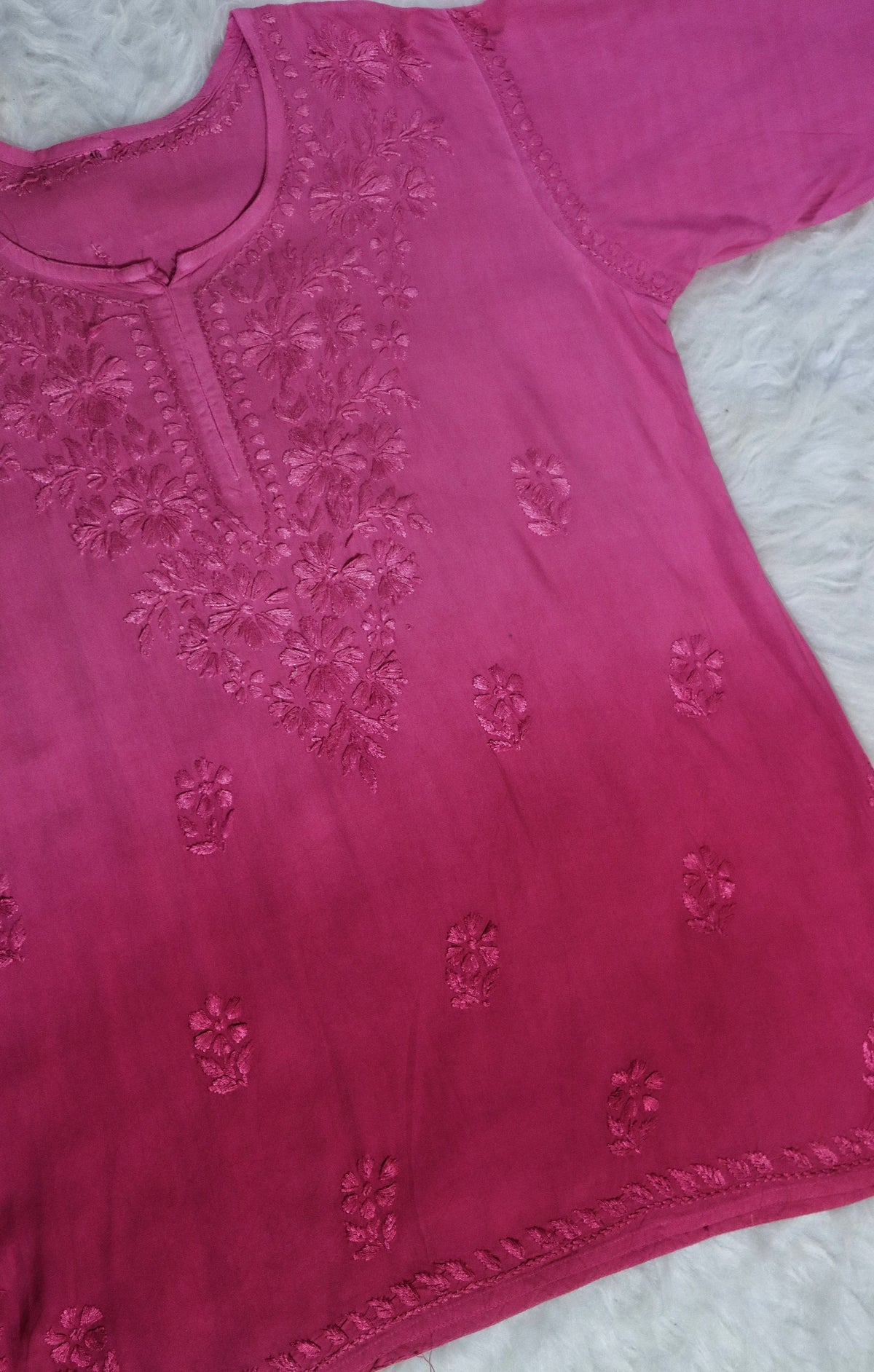 Candy Pink Ombre Short Rayon Kurta