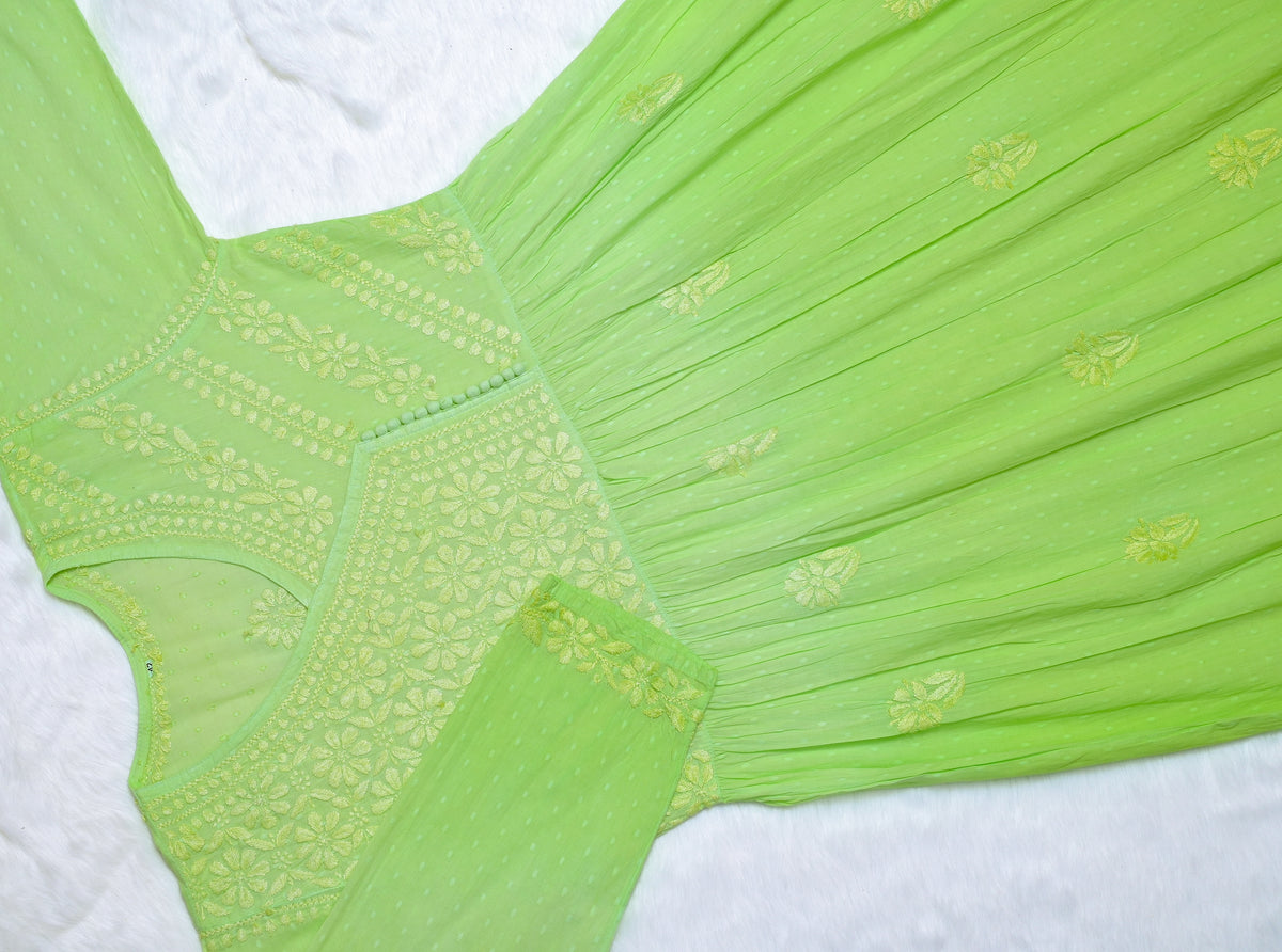 Light Green Ombre Cotton Angrakha