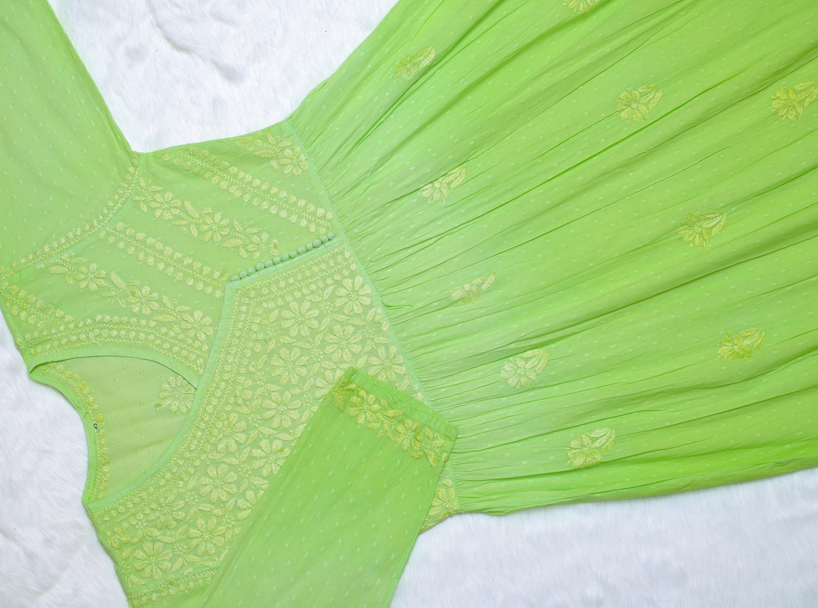 Light Green Ombre Cotton Angrakha