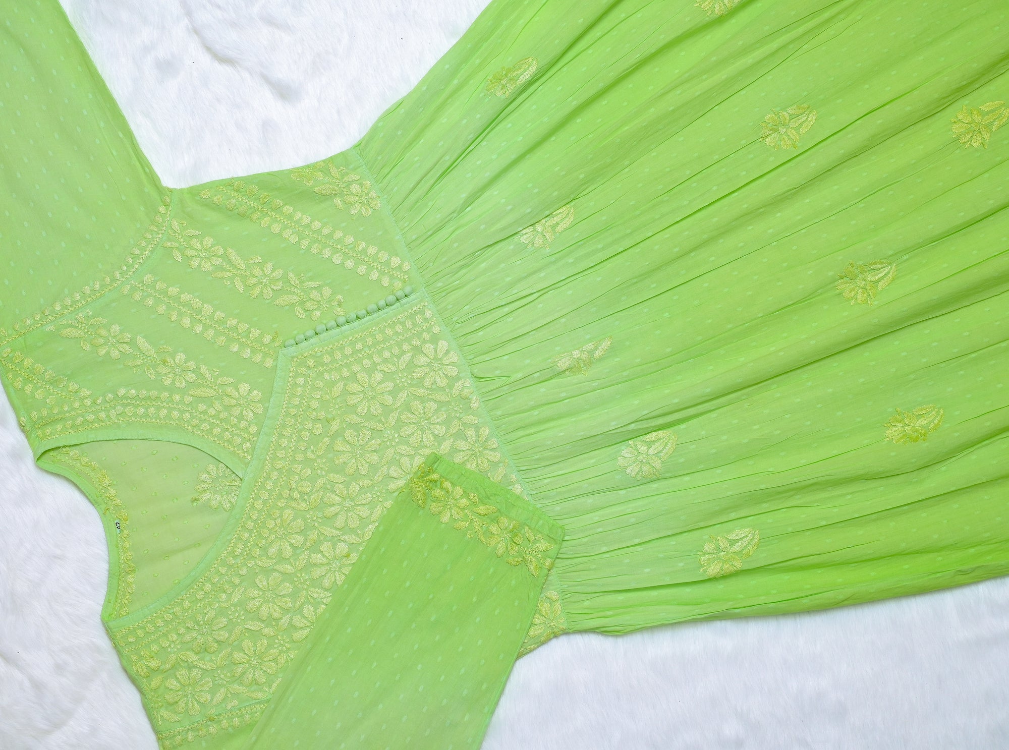 Light Green Ombre Cotton Angrakha