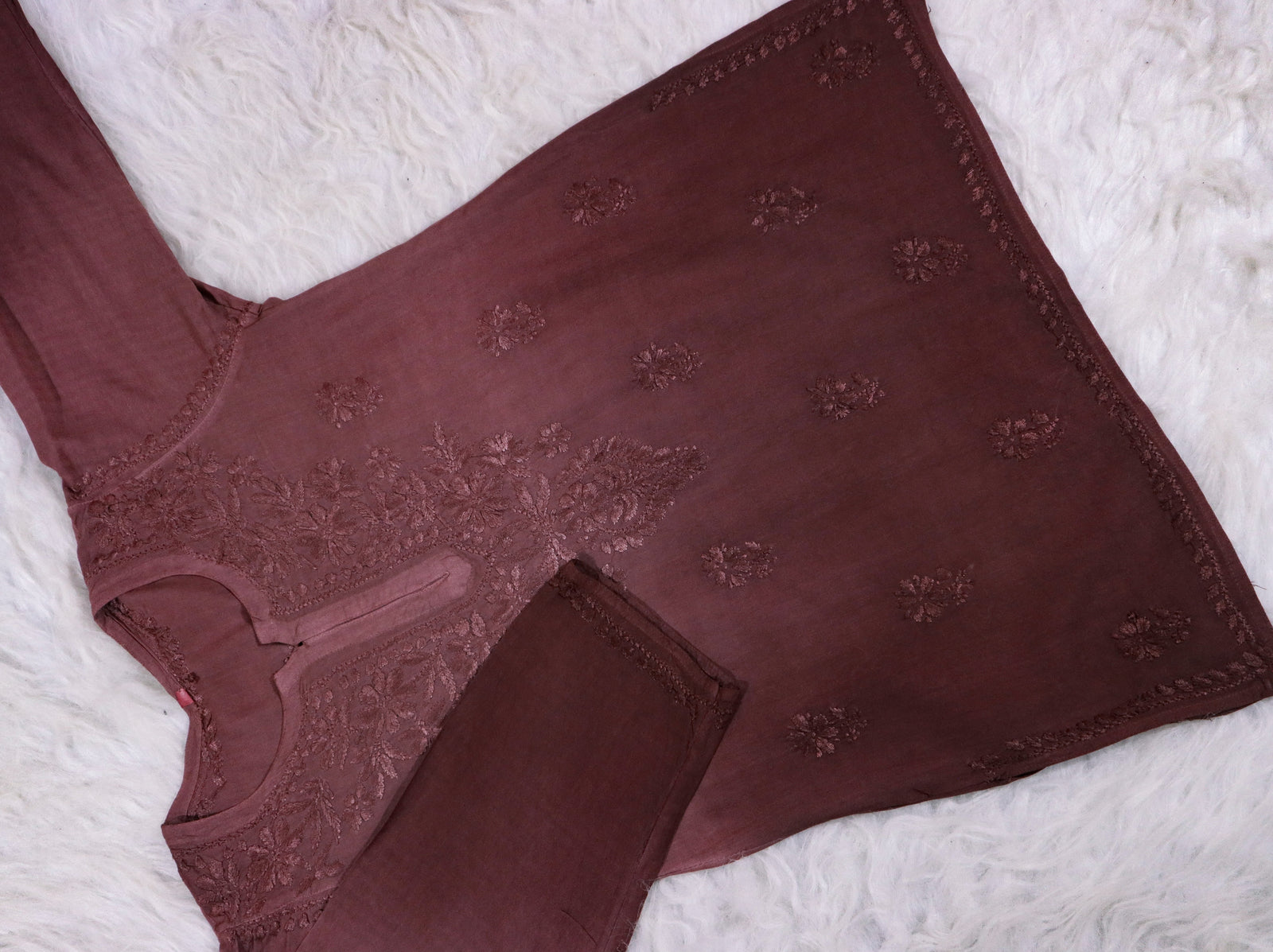 Dark Brown Ombre Short Rayon Kurta