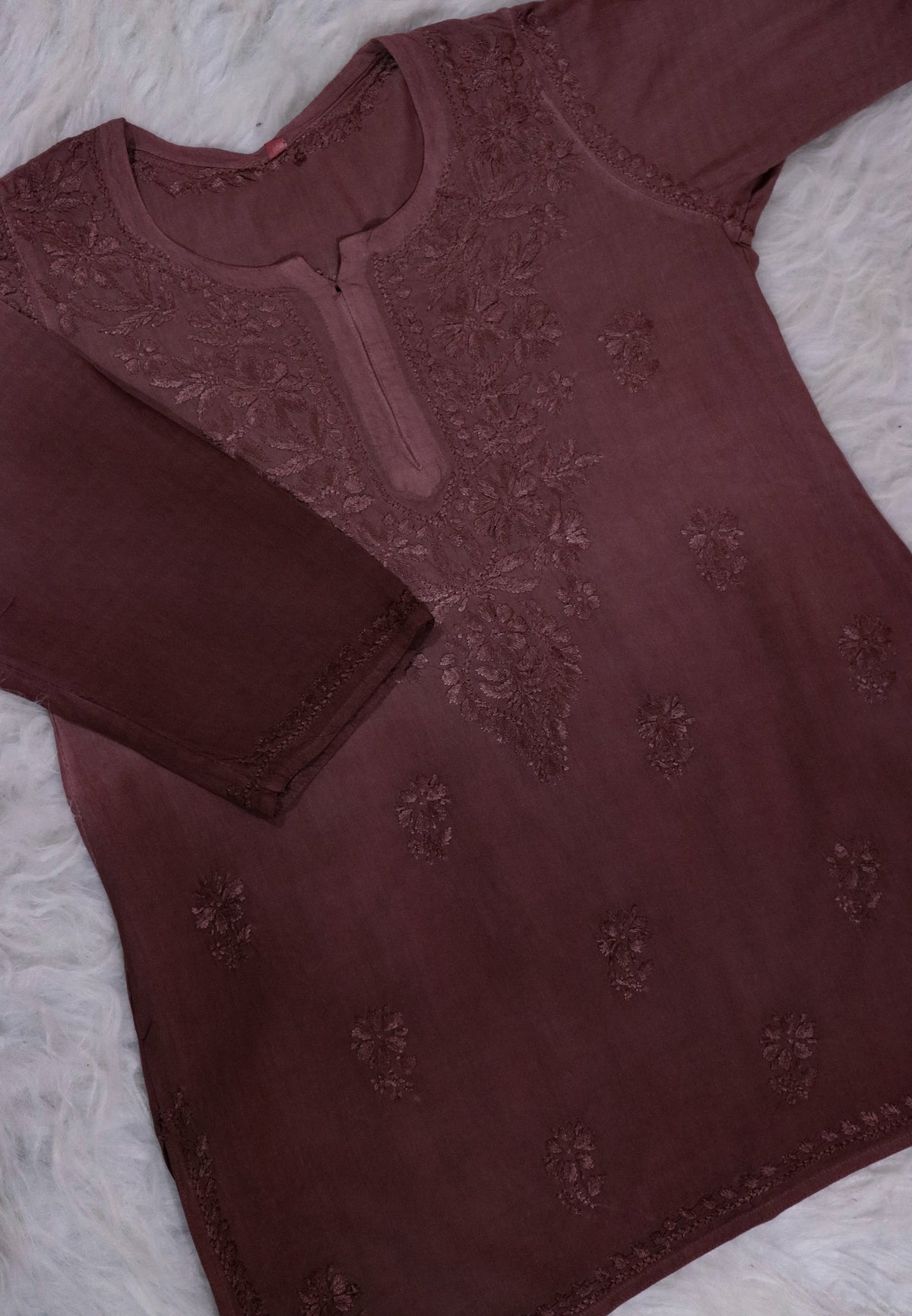 Dark Brown Ombre Short Rayon Kurta
