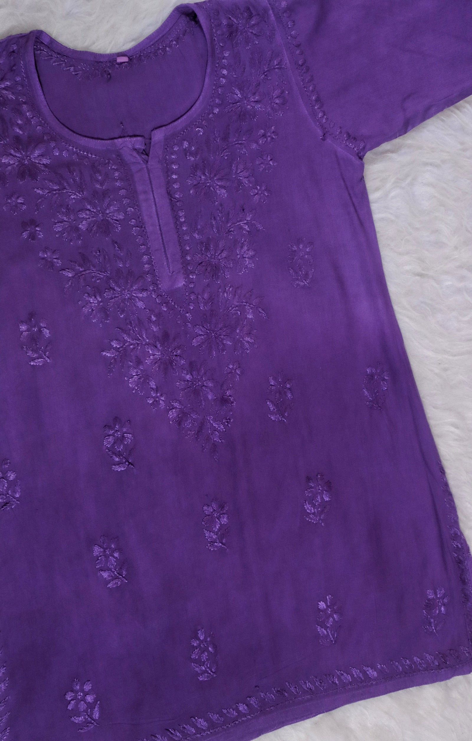 Dark Purple Ombre Short Rayon Kurta