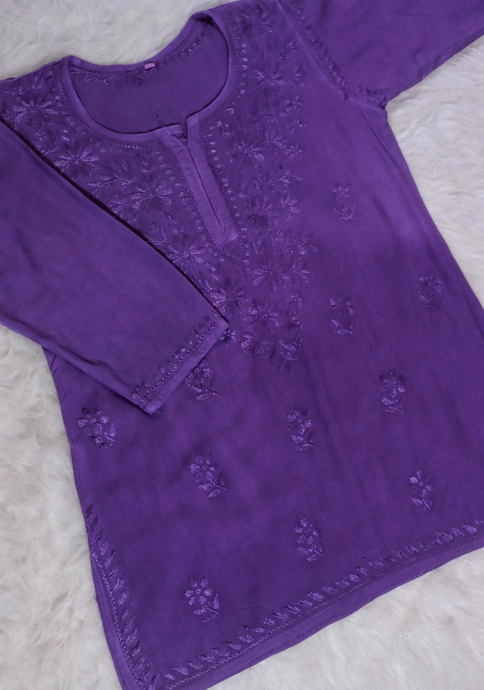 Dark Purple Ombre Short Rayon Kurta