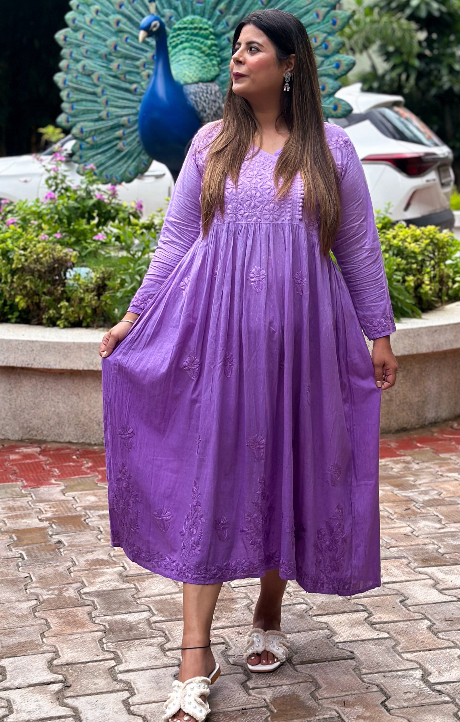 Dusty Purple Ombre Cotton Angrakha