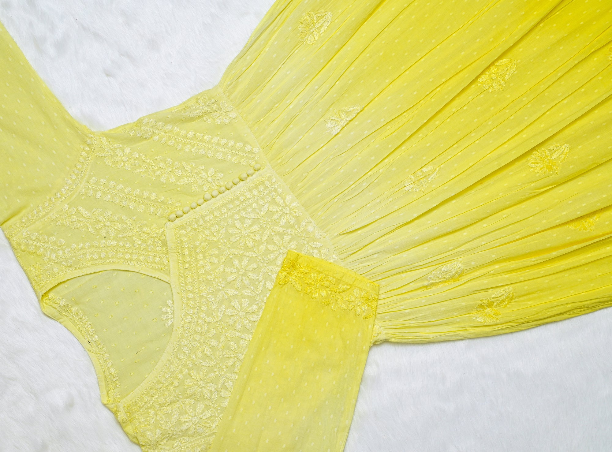 Pastel Yellow Ombre Cotton Angrakha