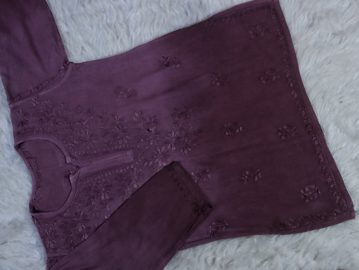 Mauve Purple Ombre Short Rayon Kurta