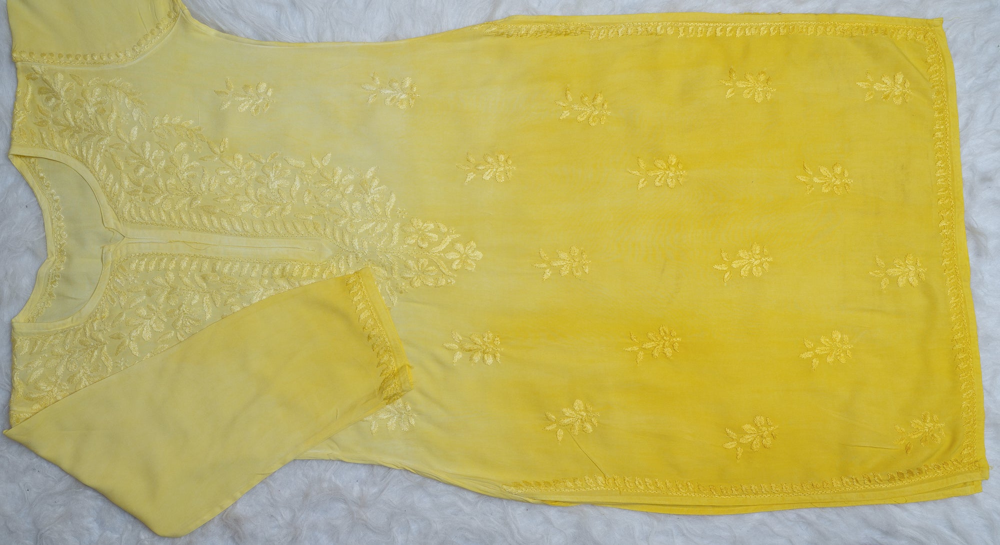 Yellow Ombre Long Rayon Kurta