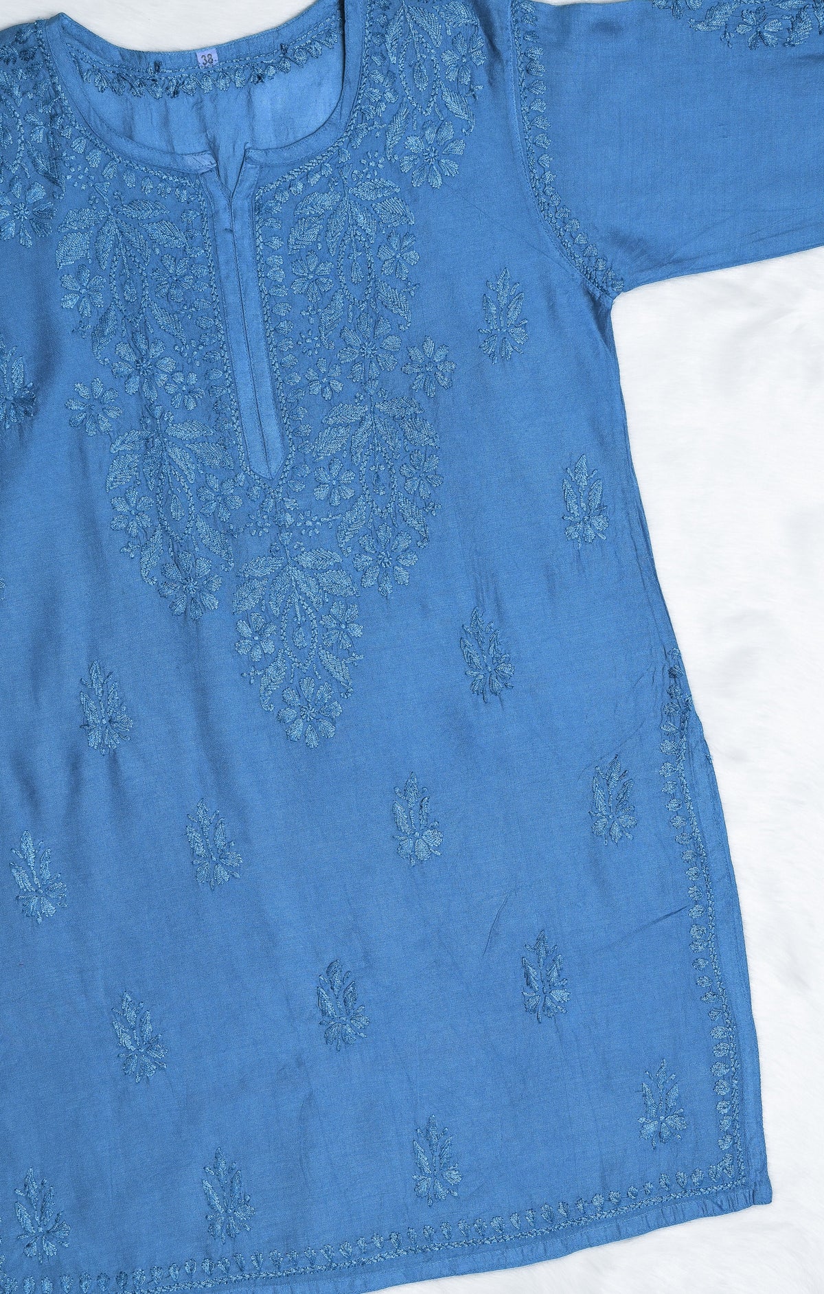 Blue Short Chanderi Kurta