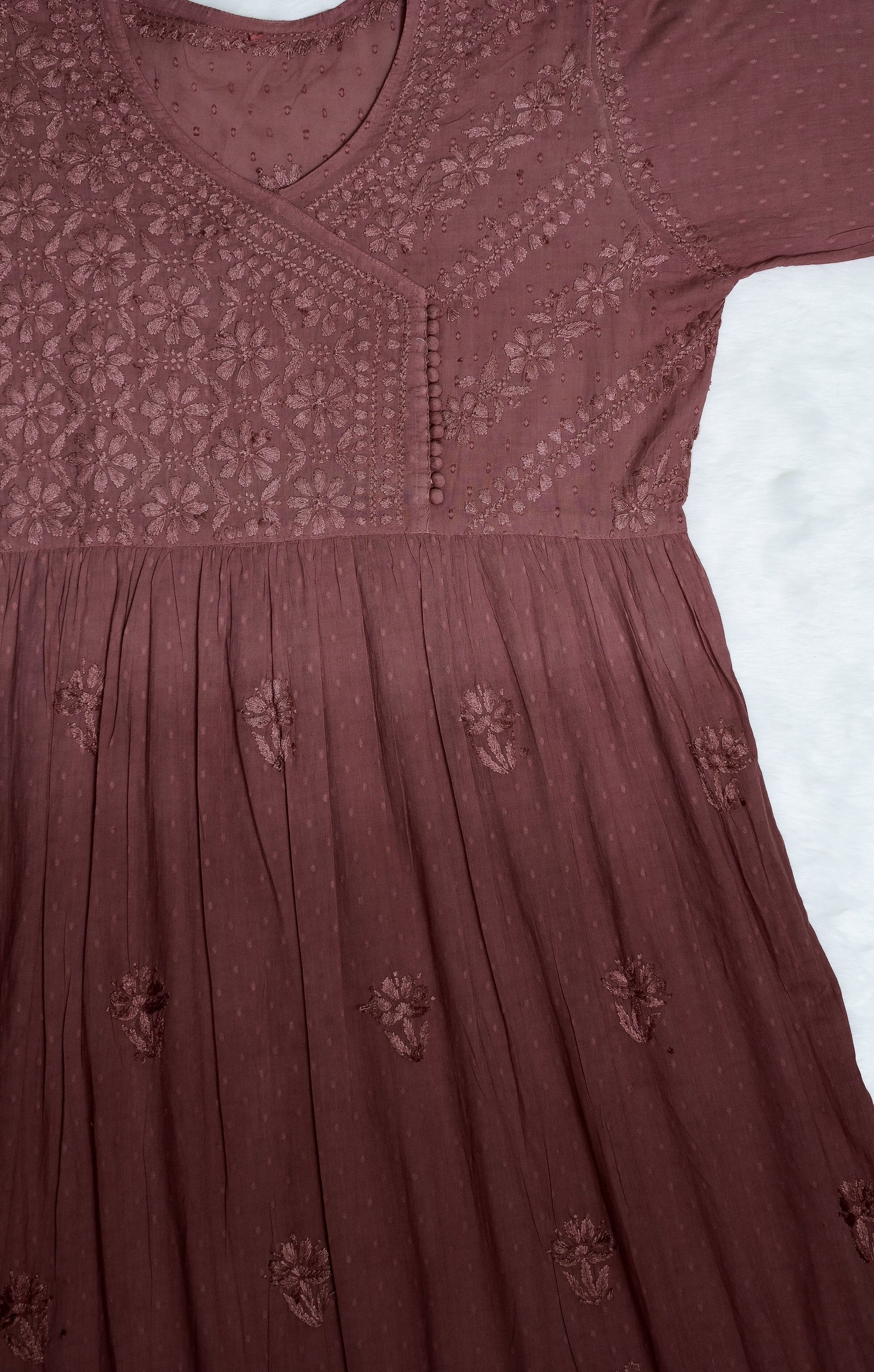 Chocolate Brown Ombre Cotton Angrakha