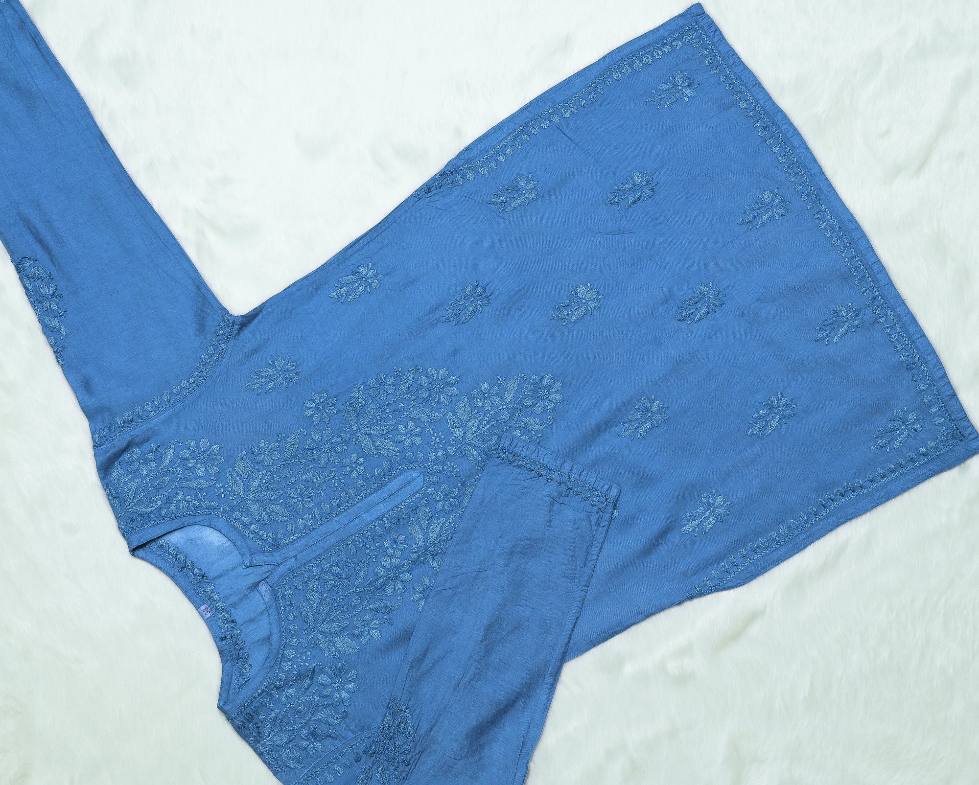 Blue Short Chanderi Kurta