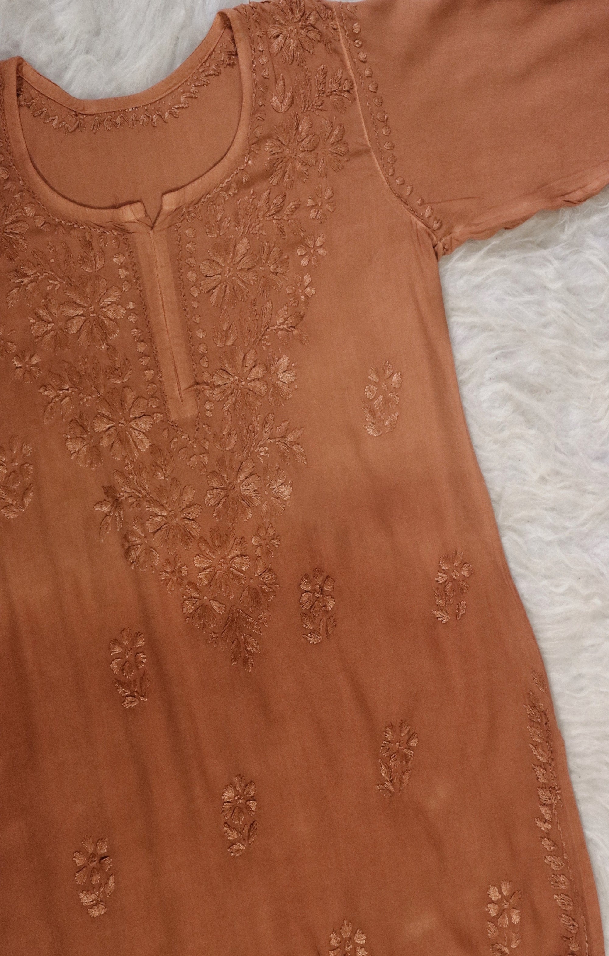 Rust Orange Ombre Short Rayon Kurta