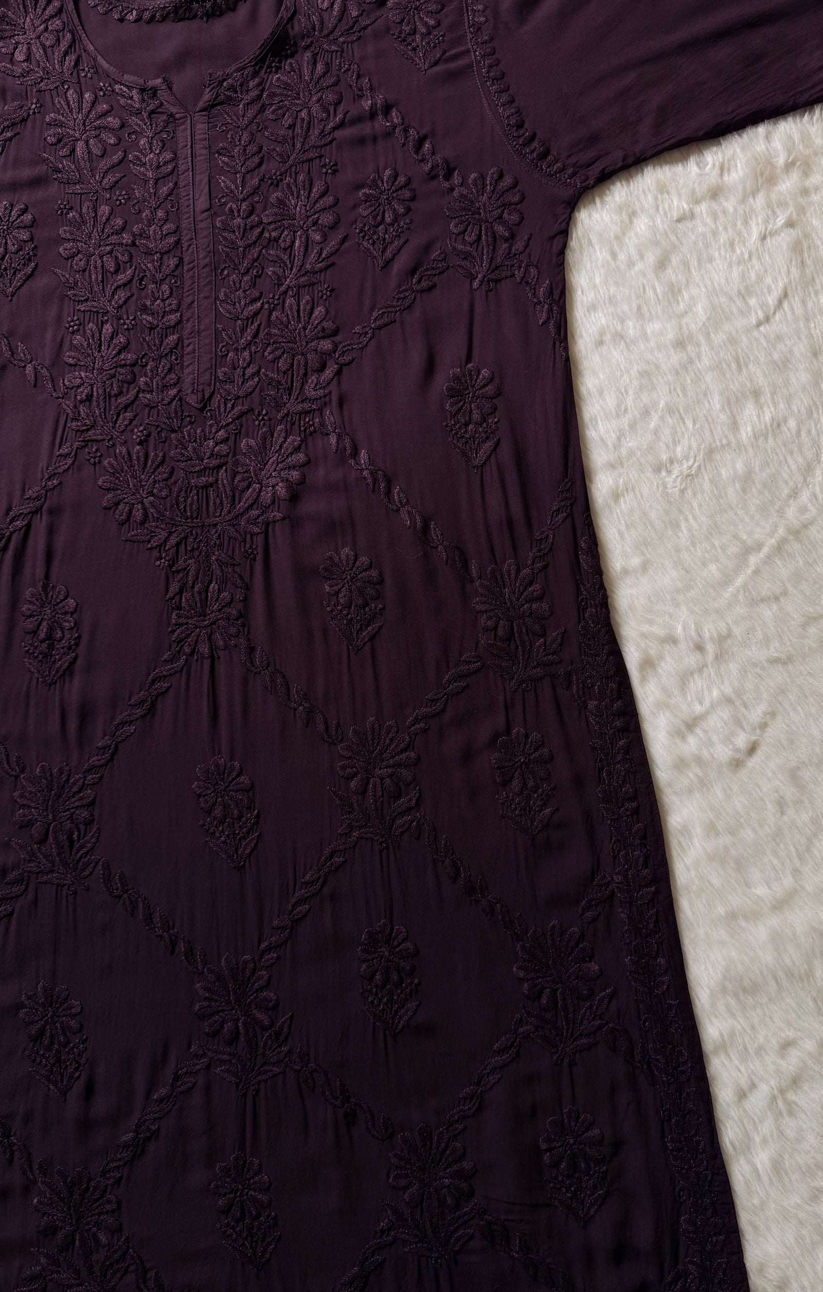 Farah Dark Purple Pure Modal Chikankari Kurti
