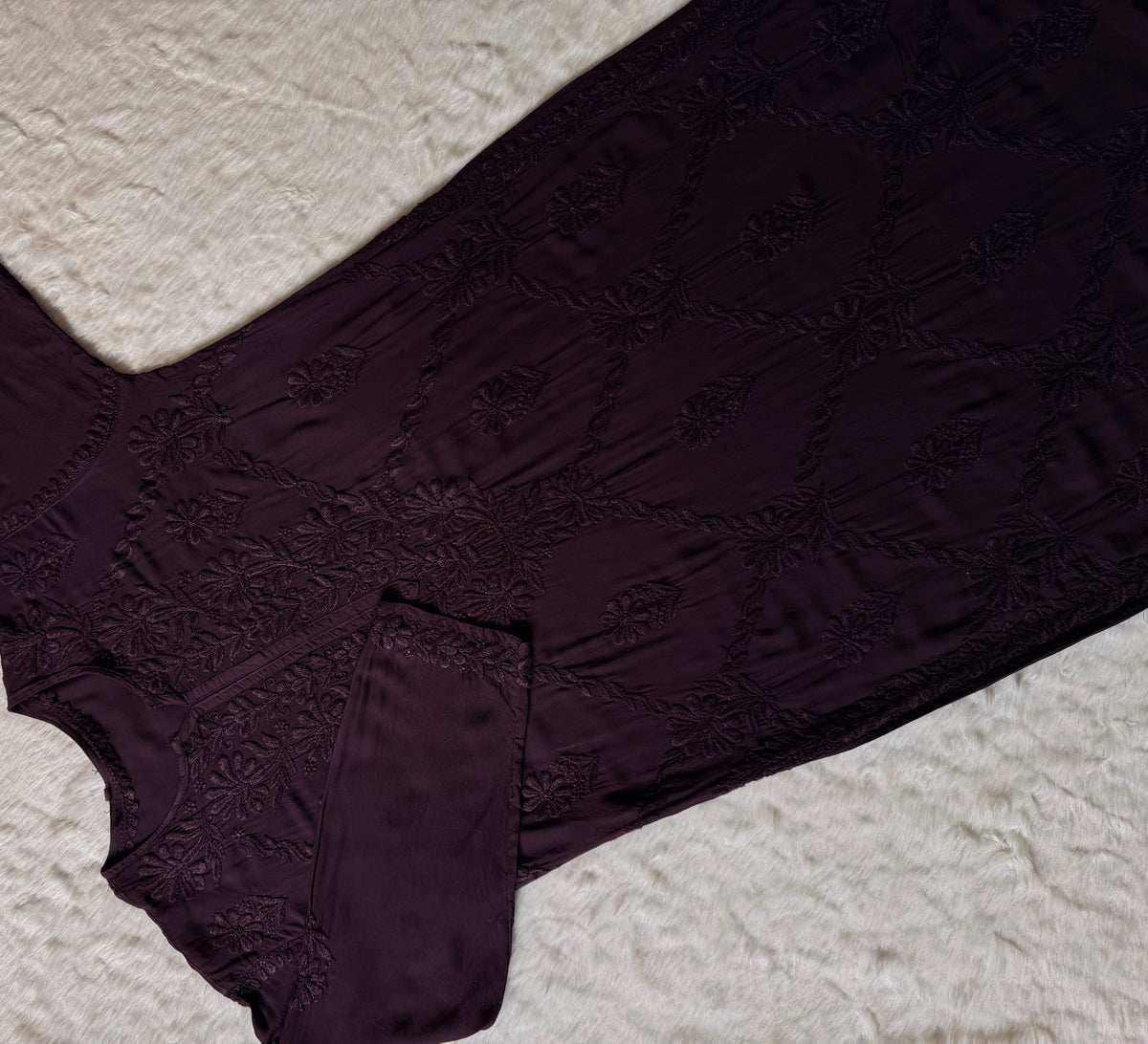 Farah Dark Purple Pure Modal Chikankari Kurti