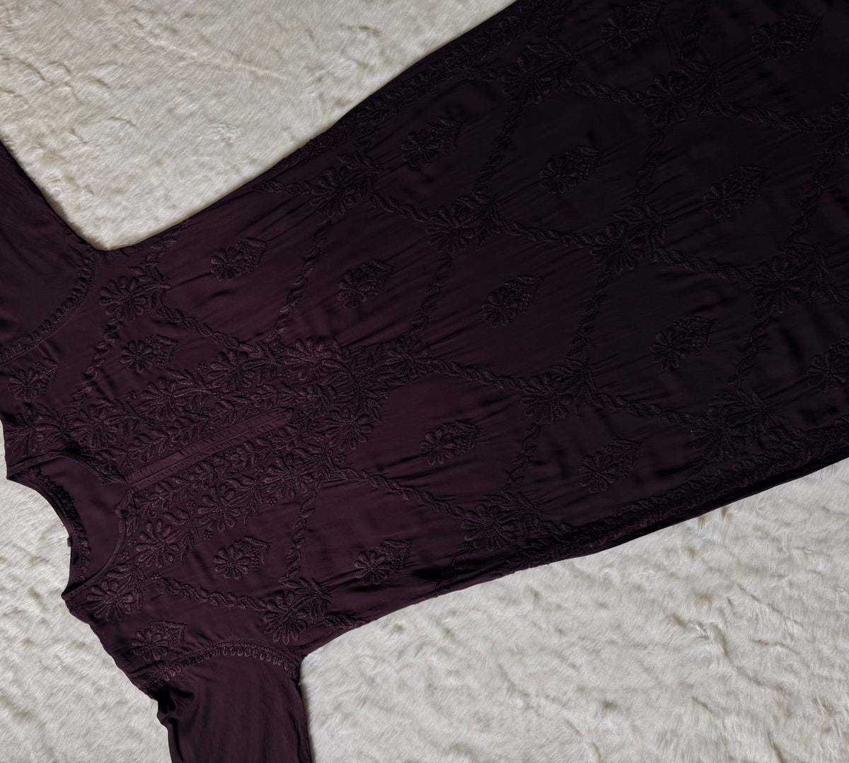 Farah Dark Purple Pure Modal Chikankari Kurti