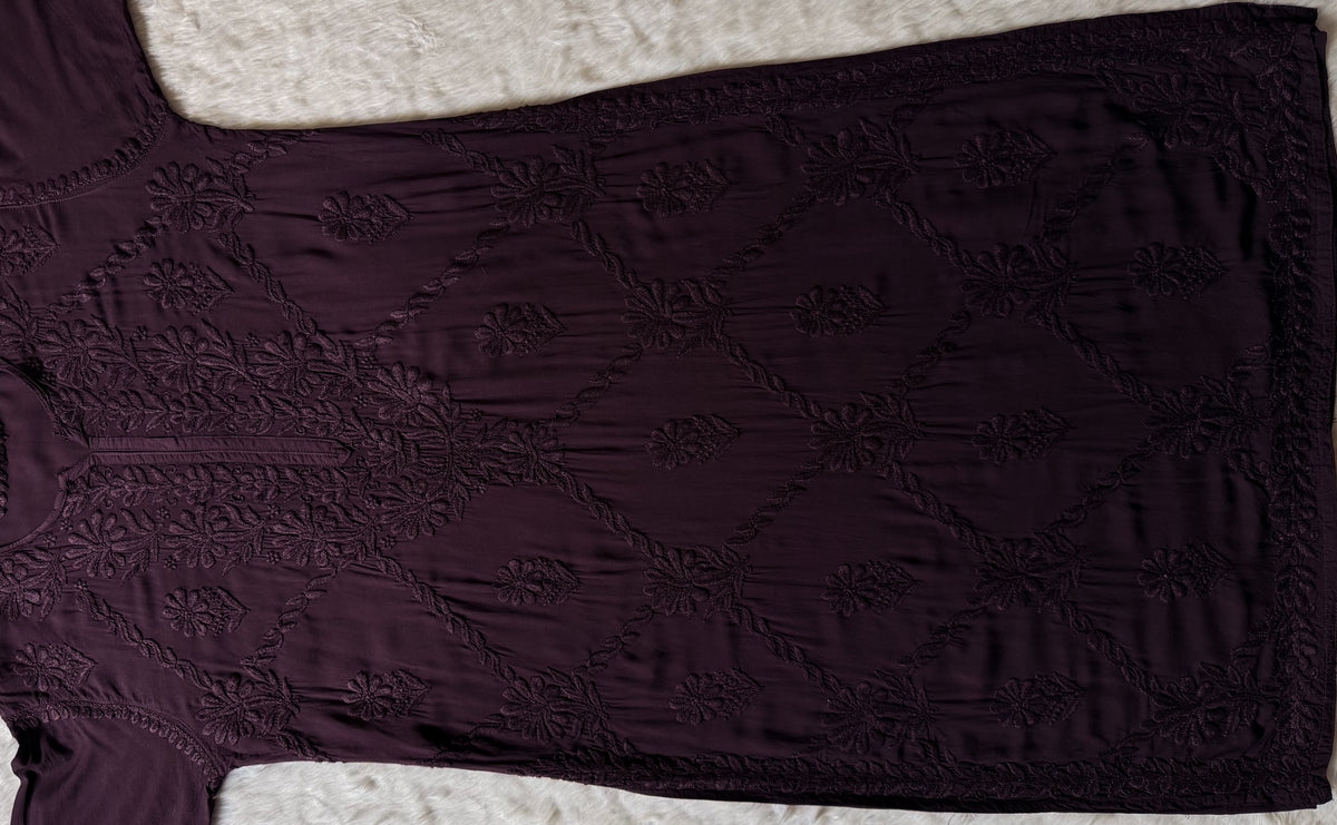 Farah Dark Purple Pure Modal Chikankari Kurti