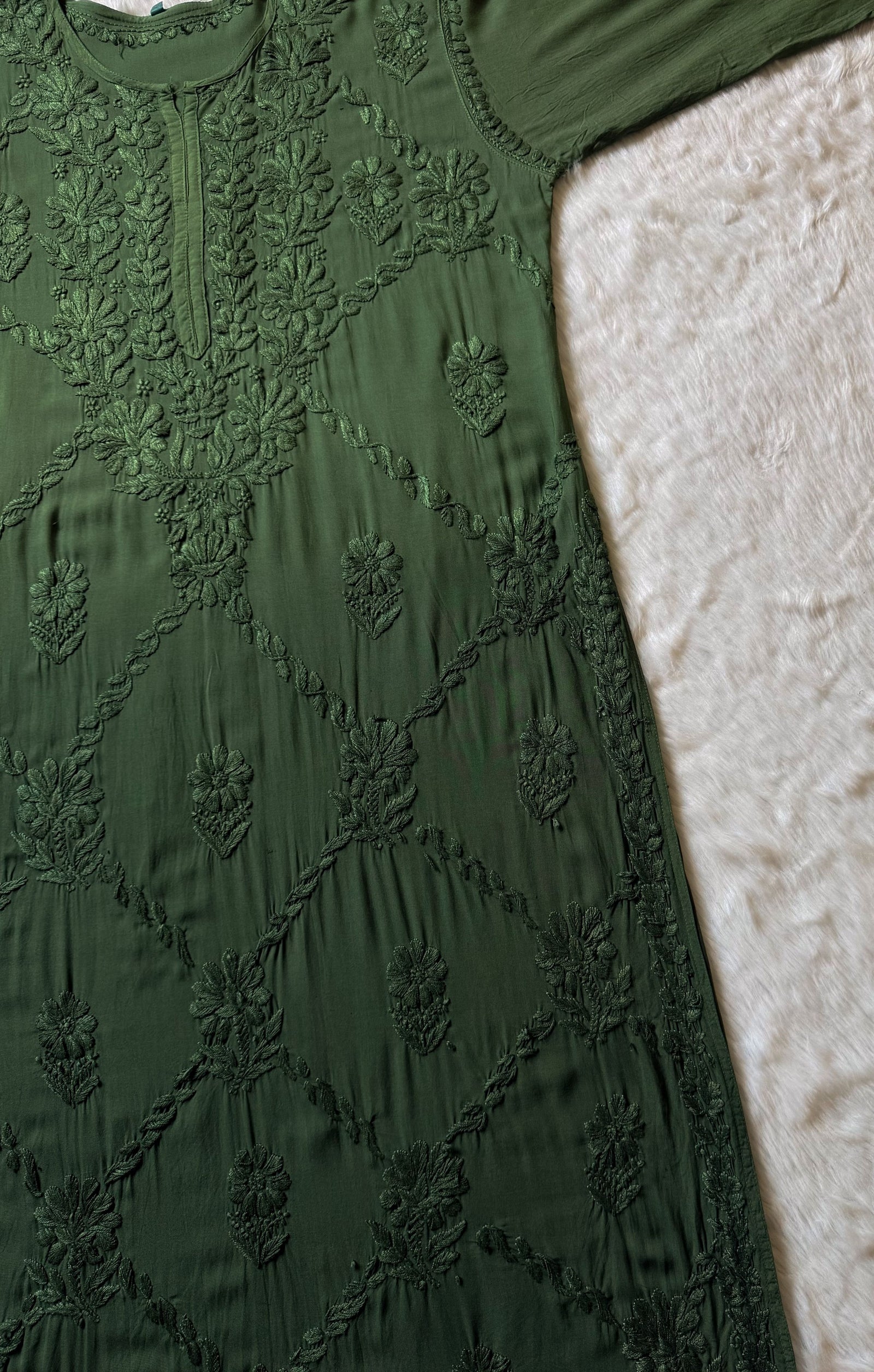 Farah Green Pure Modal Chikankari Kurti