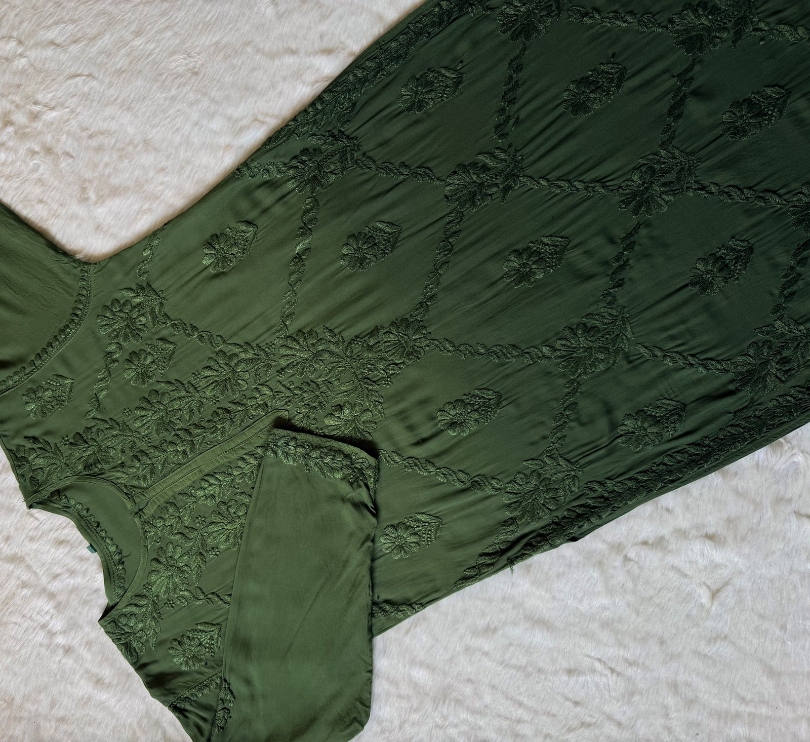 Farah Green Pure Modal Chikankari Kurti