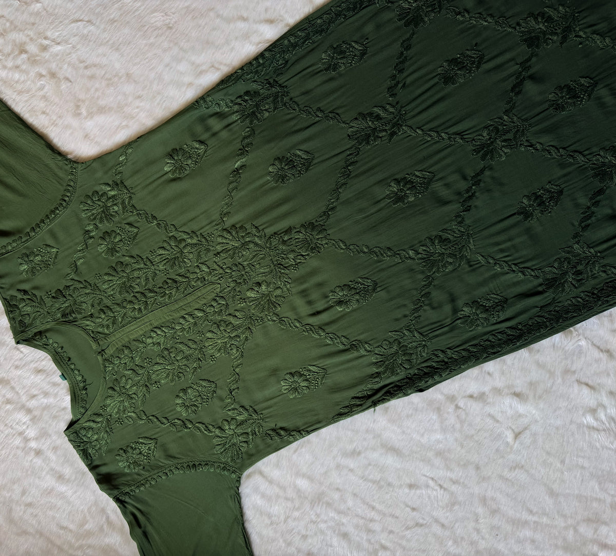Farah Green Pure Modal Chikankari Kurti