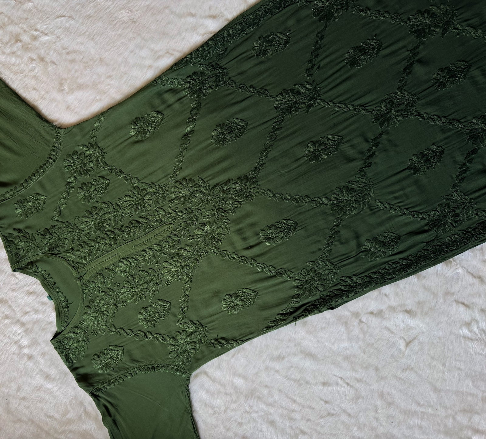 Farah Green Pure Modal Chikankari Kurti