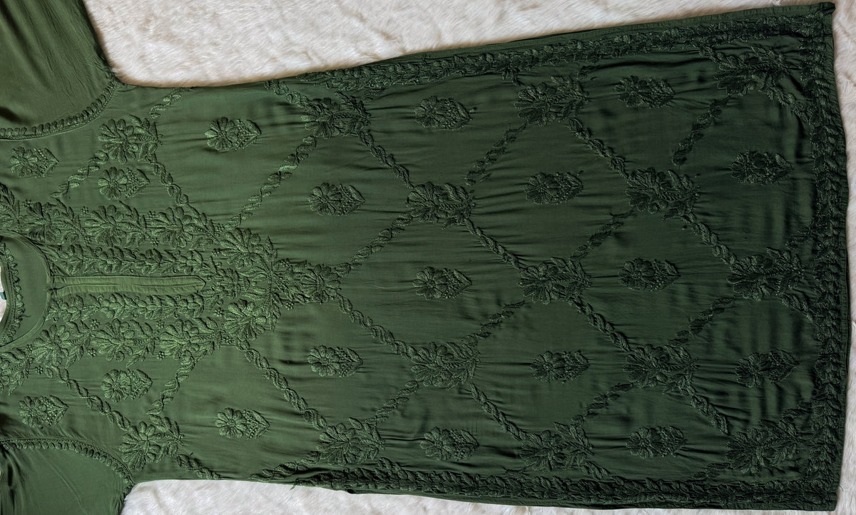 Farah Green Pure Modal Chikankari Kurti