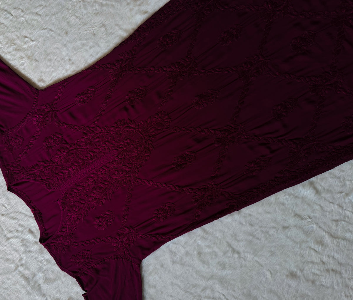 Farah Magenta Pure Modal Chikankari Kurti
