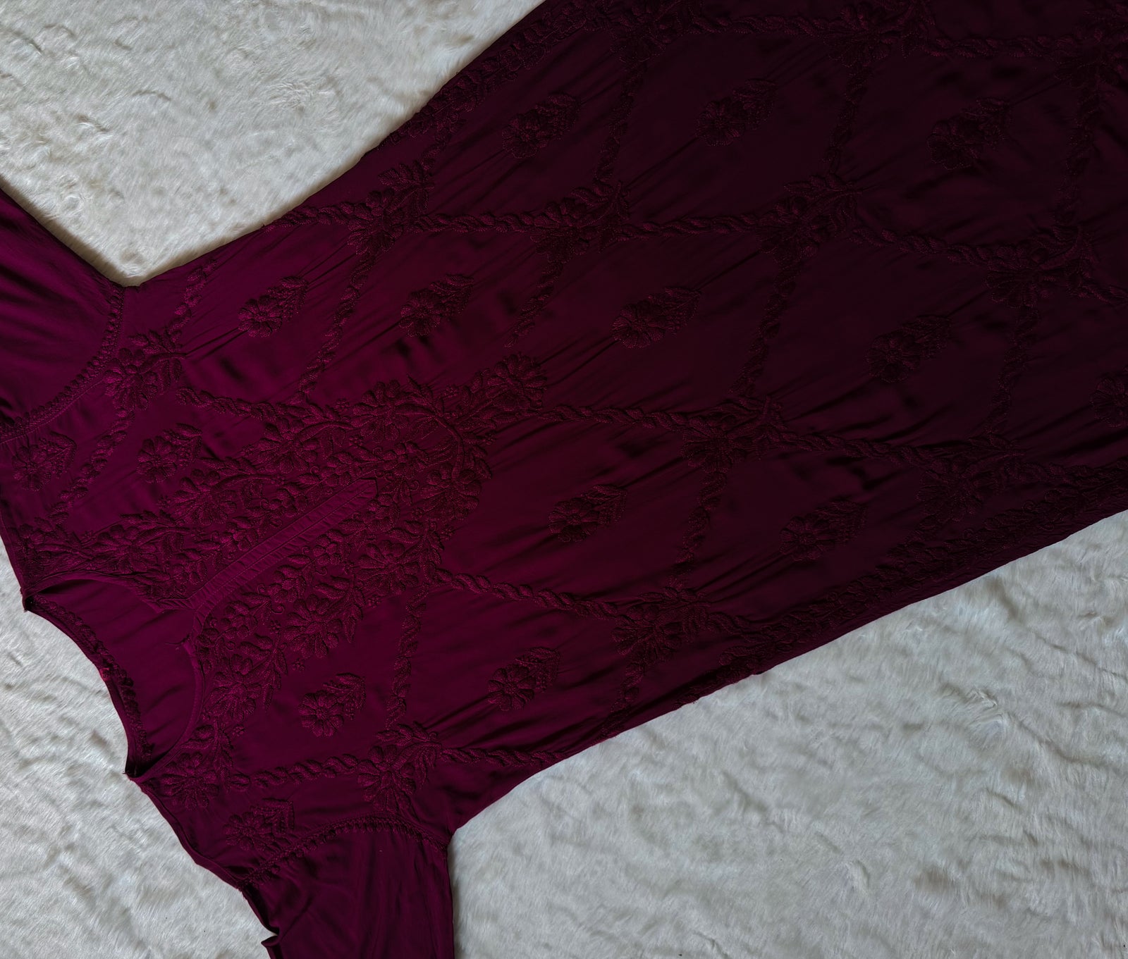 Farah Magenta Pure Modal Chikankari Kurti