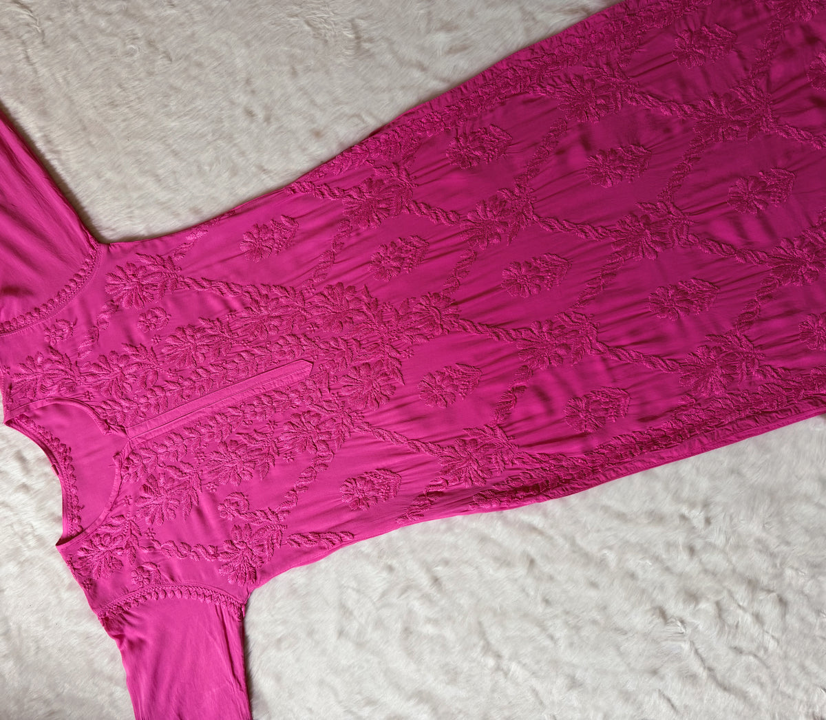 Farah Pink Pure Modal Chikankari Kurti