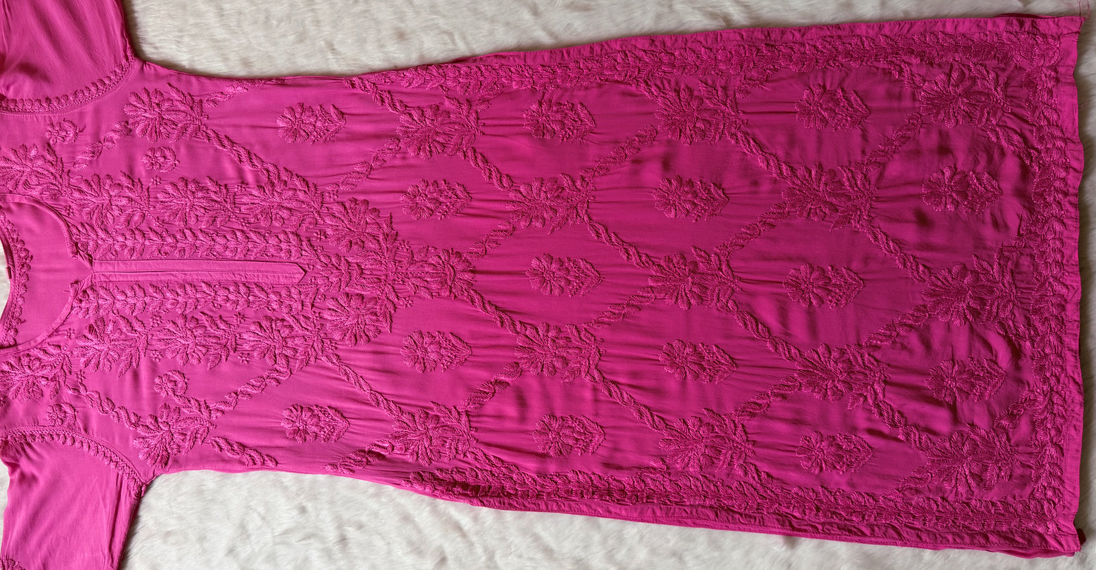 Farah Pink Pure Modal Chikankari Kurti