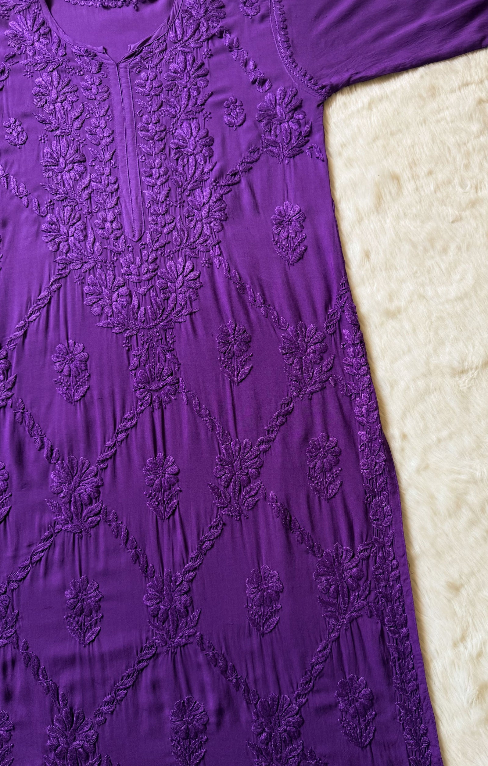 Farah Purple Pure Modal Chikankari Kurti